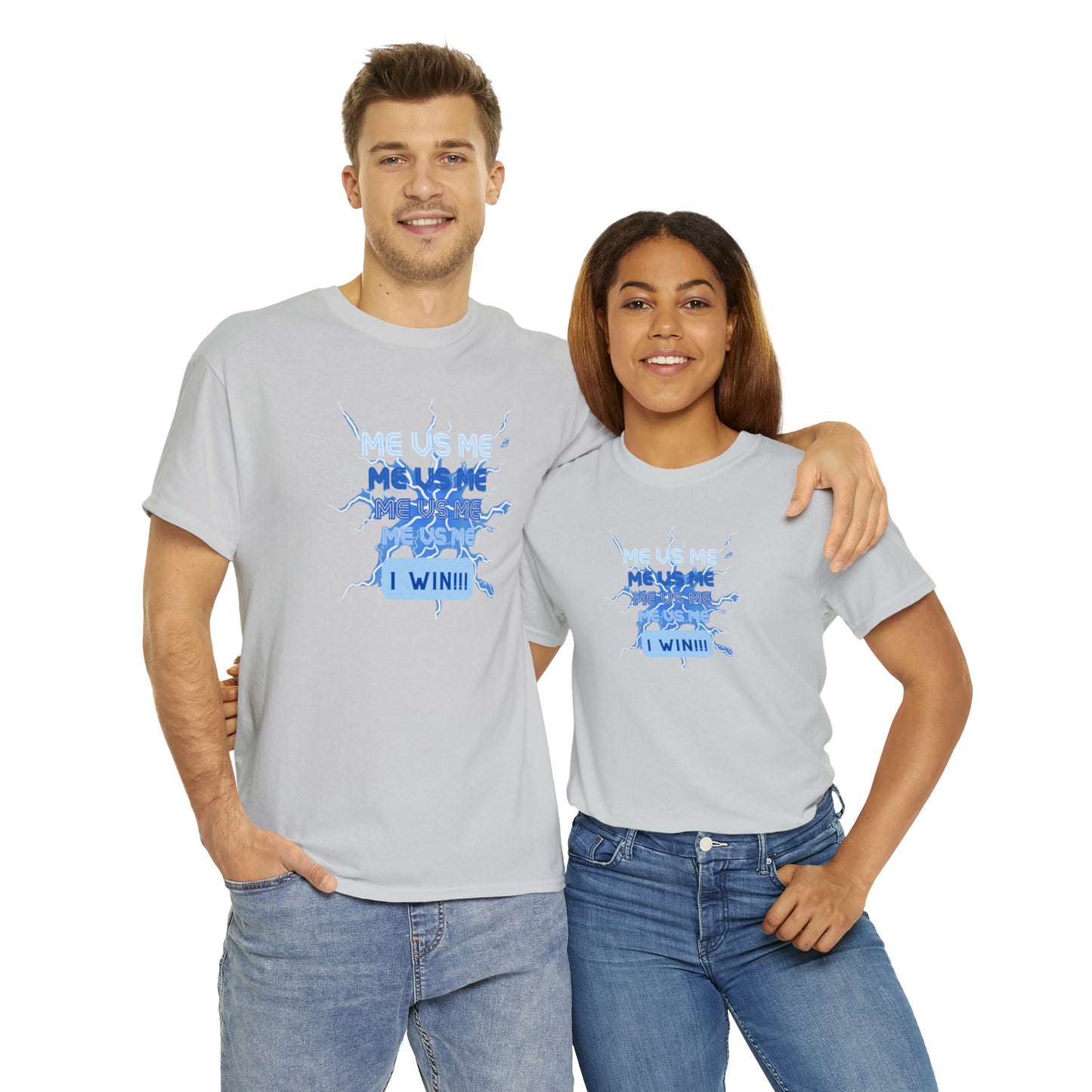 Me Vs Me Blue Unisex Heavy Cotton Tee