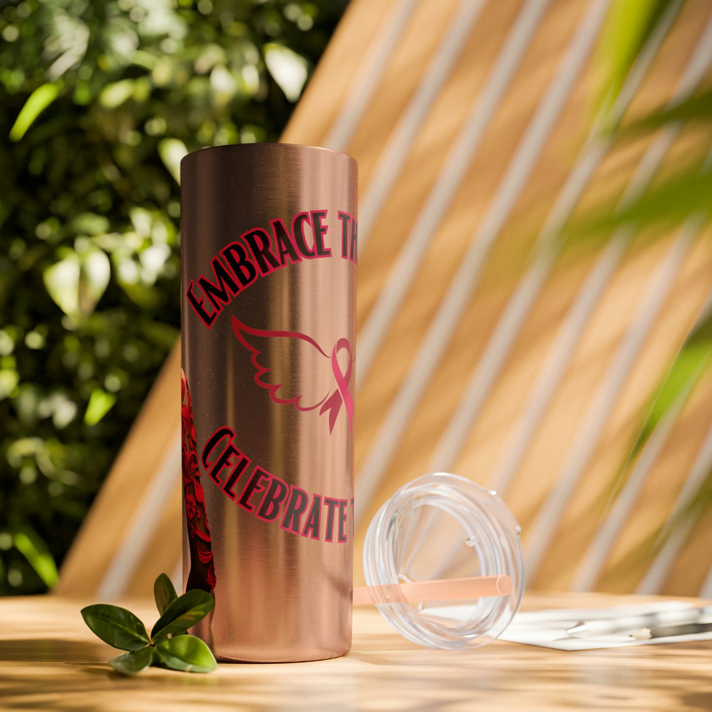 Embrace the Fight Skinny Tumbler with Straw, 20oz