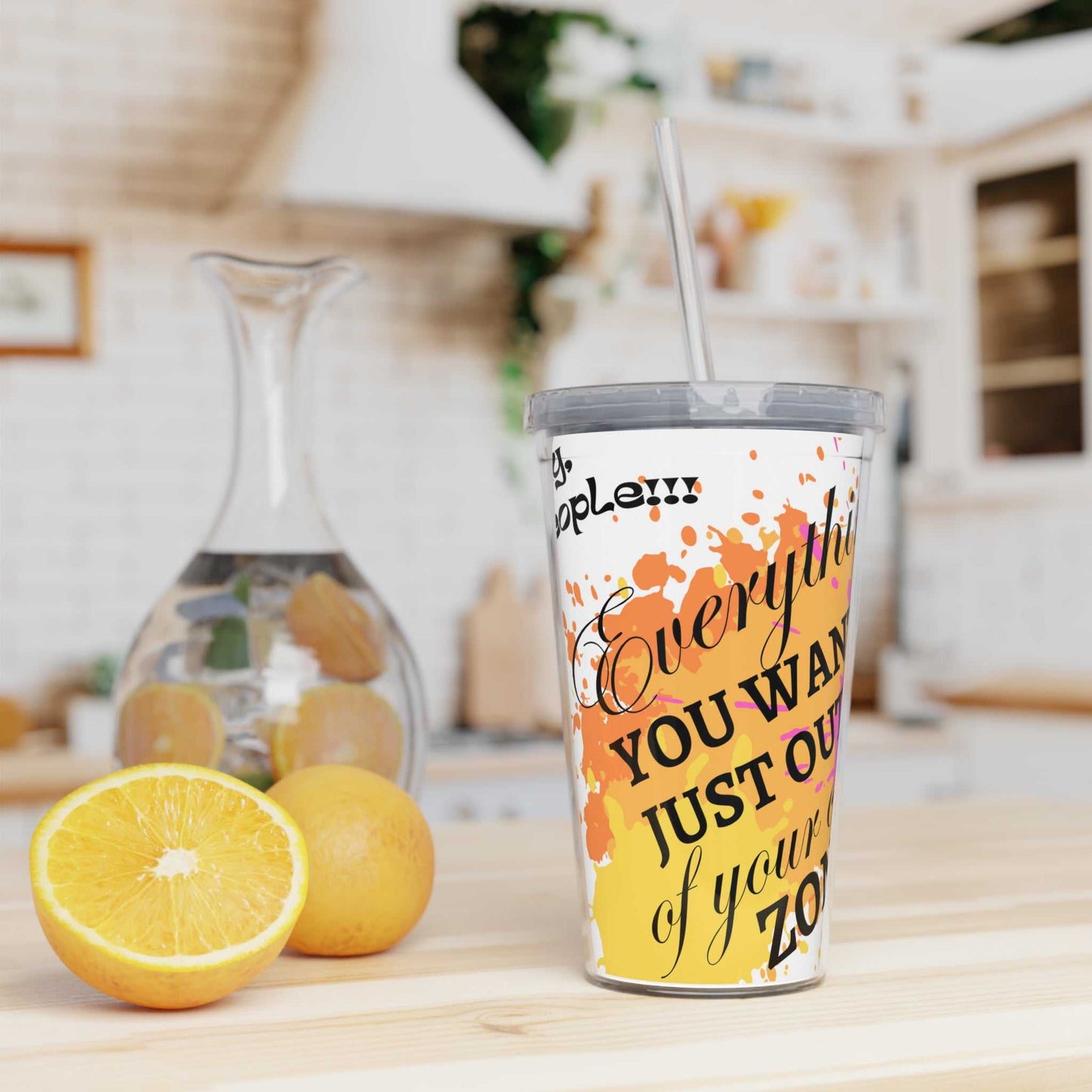 Everything You Want Plastic 20 oz Tumbler with Straw Tumblers Mug Good Vibes Daily Lab 15