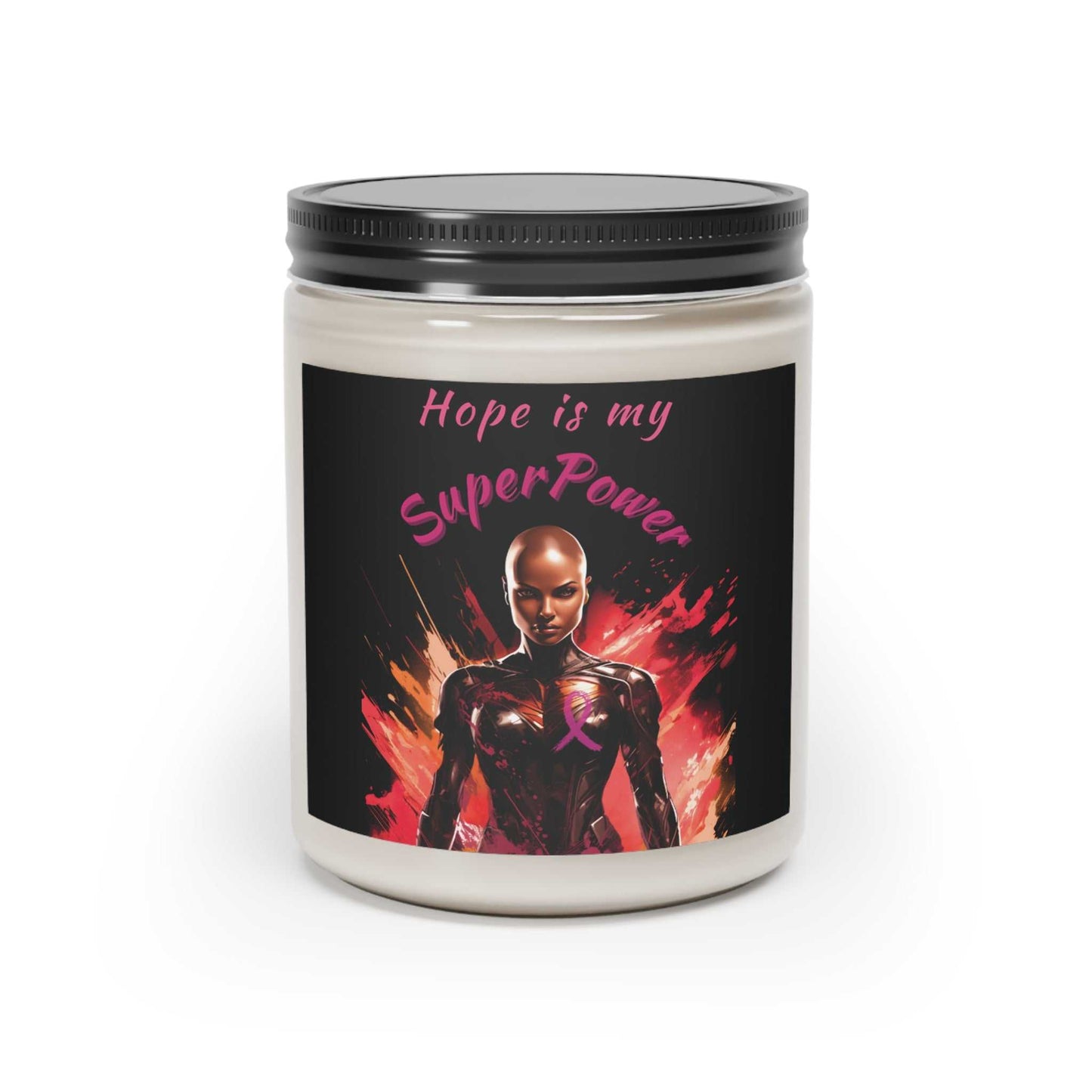 Hope is My SuperPower Scented Candle, 9oz Breast Cancer Awareness Home Decor Good Vibes Daily Lab 15