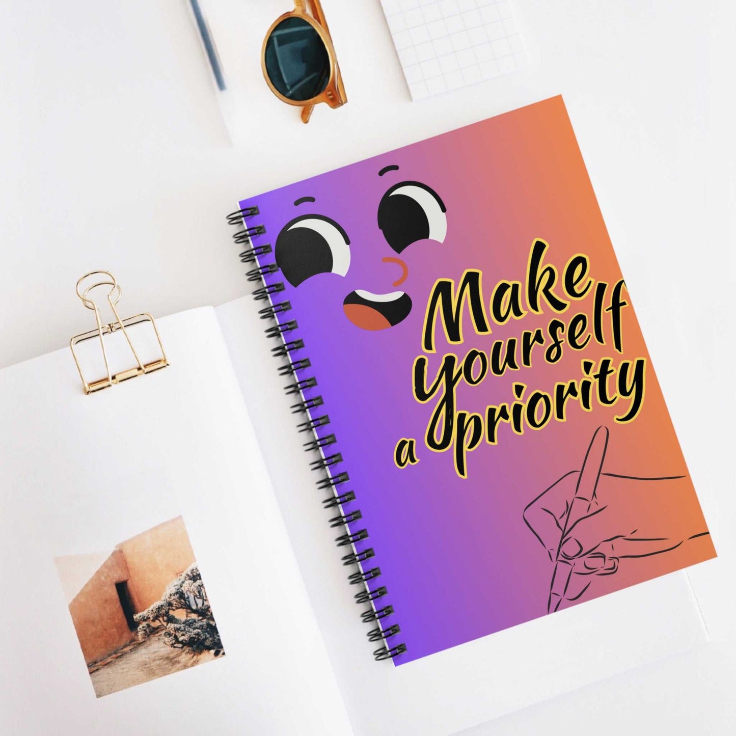 Make Yourself Priority Spiral Journal - Ruled Line Motivation on the Go!! Paper products Good Vibes Daily Lab 8