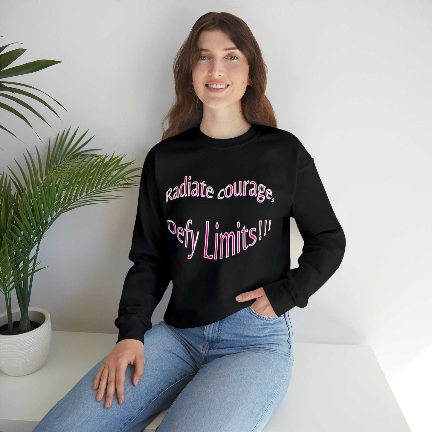 Radiate CourageUnisex Heavy Blend™ Crewneck Sweatshirt Breast Cancer Awareness Sweatshirt Good Vibes Daily Lab 49