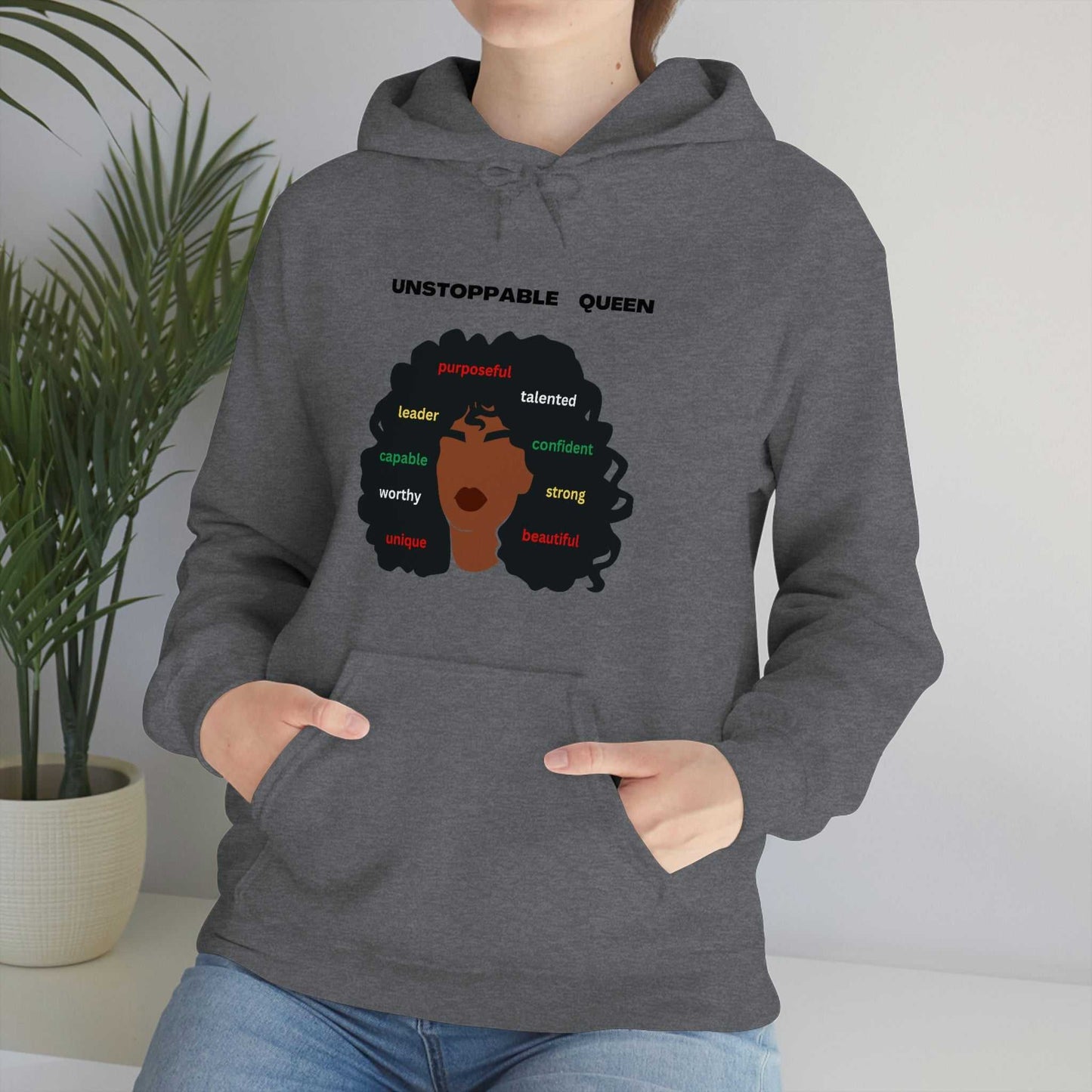 Unstoppable Queen Unisex Heavy Blend™ Hooded Sweatshirt Hoodies and Sweatshirts Hoodie Good Vibes Daily Lab 42