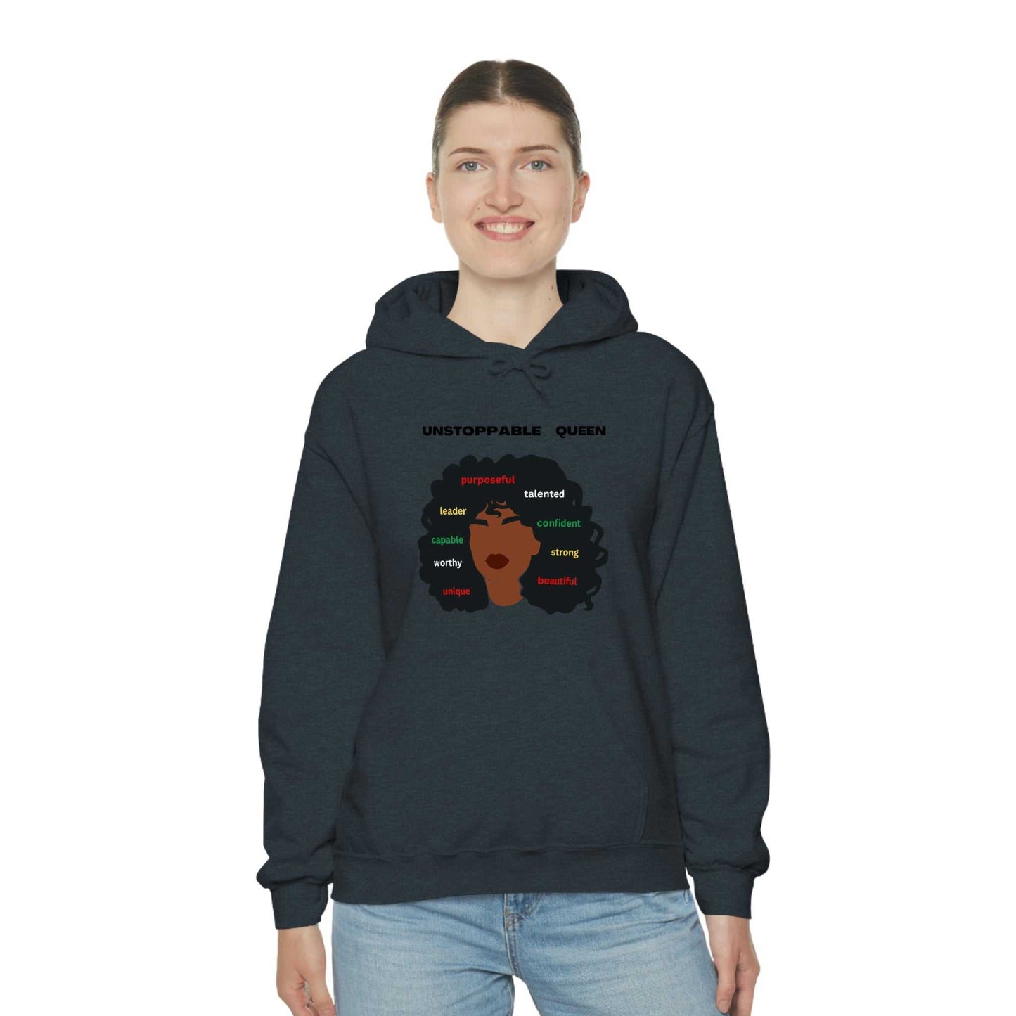Unstoppable Queen Unisex Heavy Blend™ Hooded Sweatshirt Hoodies and Sweatshirts Hoodie Good Vibes Daily Lab 42