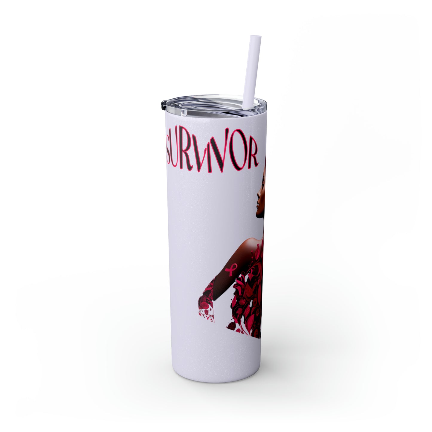 Survivor Strong Skinny Tumbler with Straw, 20oz