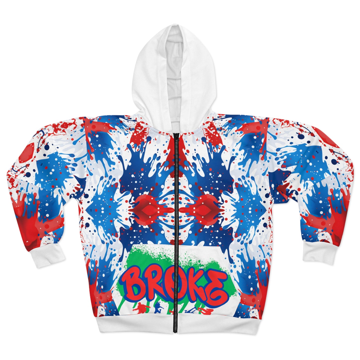 Broke (AOP) Unisex Zip Hoodie