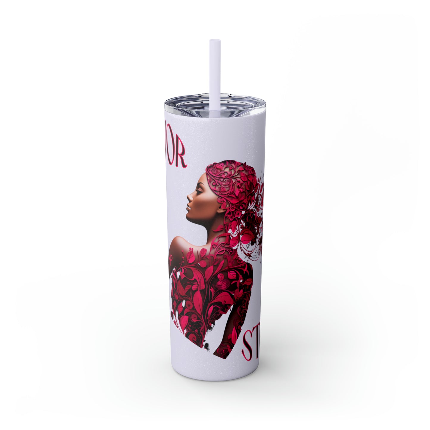 Survivor Strong Skinny Tumbler with Straw, 20oz
