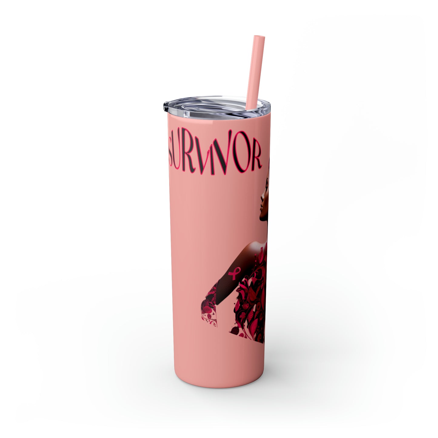 Survivor Strong Skinny Tumbler with Straw, 20oz