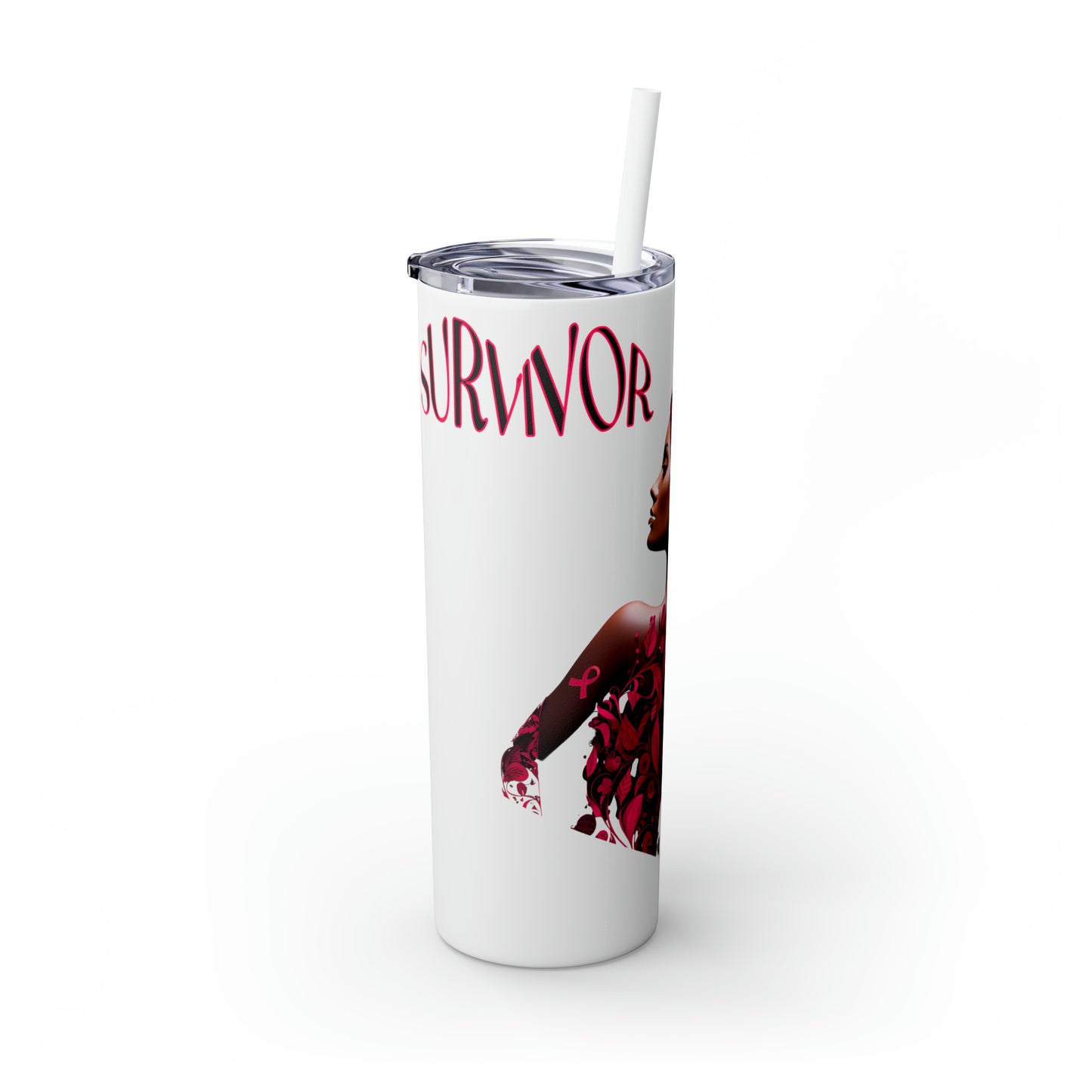 Survivor Strong Skinny Tumbler with Straw, 20oz