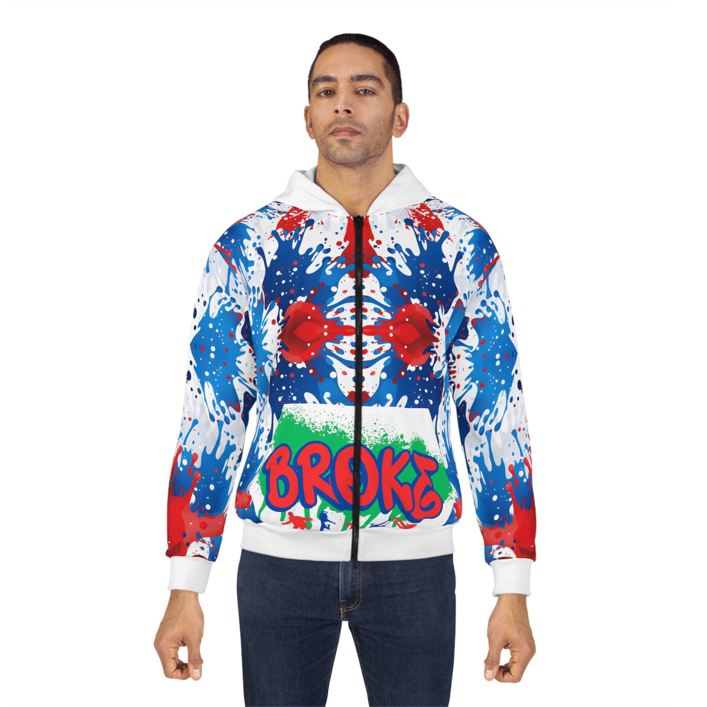 Broke (AOP) Unisex Zip Hoodie