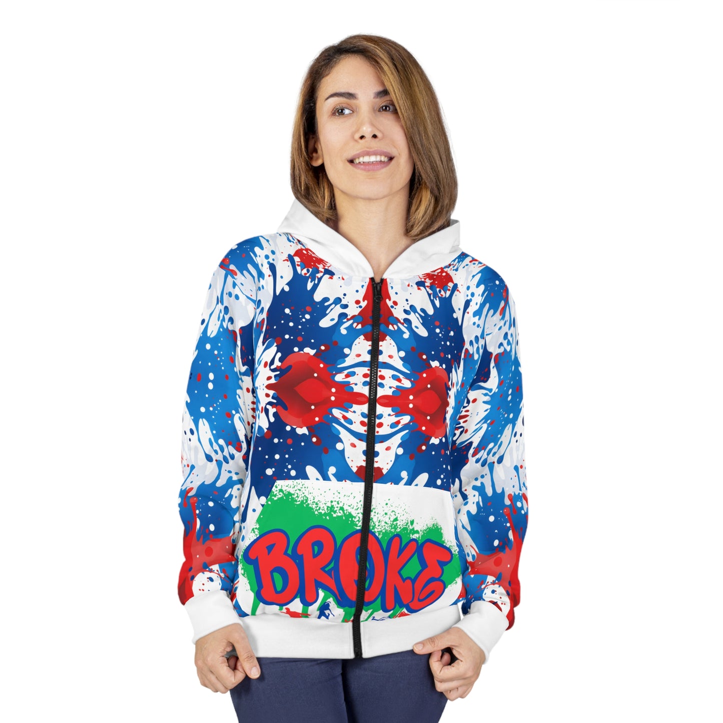 Broke (AOP) Unisex Zip Hoodie