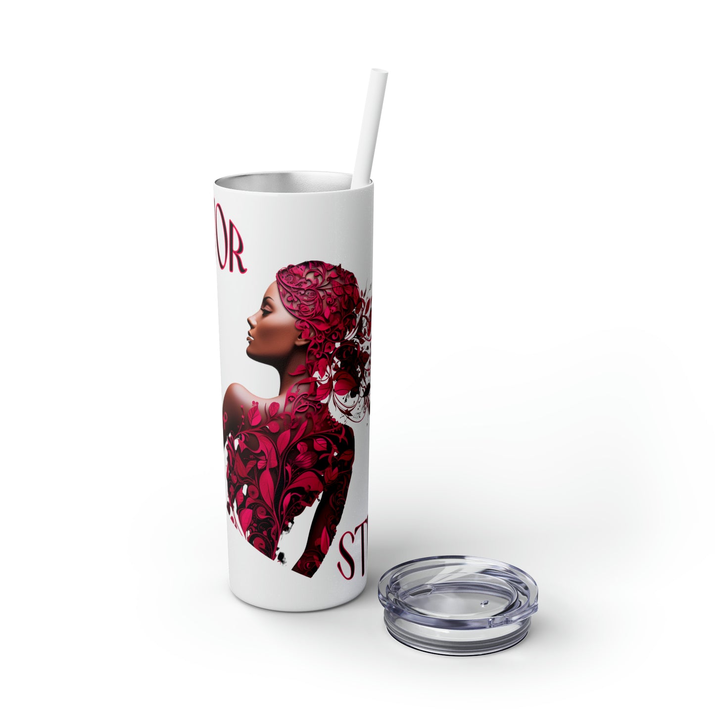 Survivor Strong Skinny Tumbler with Straw, 20oz