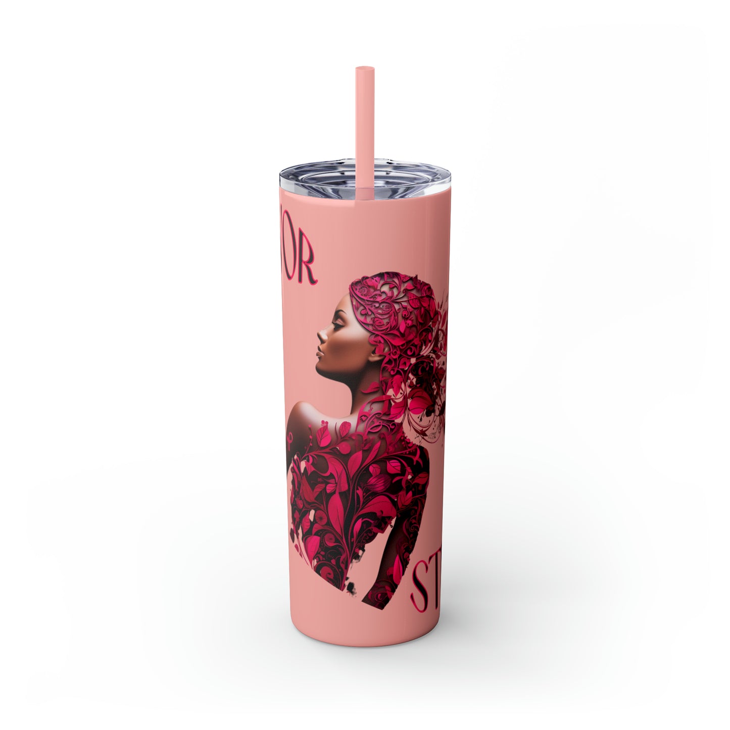 Survivor Strong Skinny Tumbler with Straw, 20oz