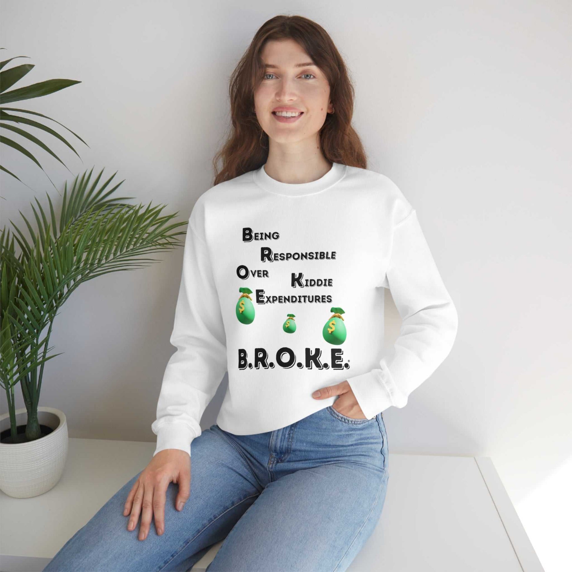 B.R.O.K.E. Unisex Heavy Blend™ Crewneck Sweatshirt Hoodies and Sweatshirts Sweatshirt Good Vibes Daily Lab 38