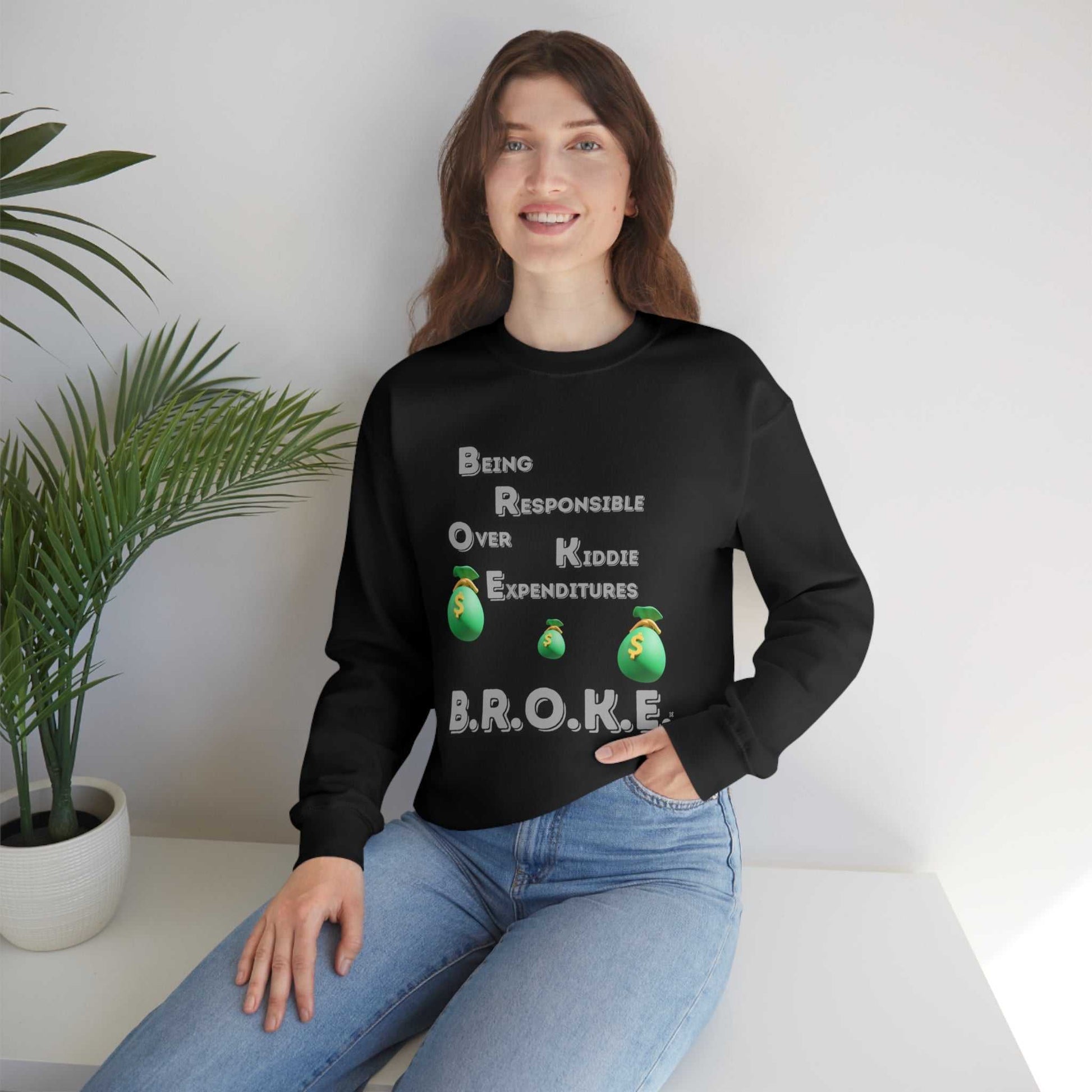 B.R.O.K.E. Unisex Heavy Blend™ Crewneck Sweatshirt Hoodies and Sweatshirts Sweatshirt Good Vibes Daily Lab 38