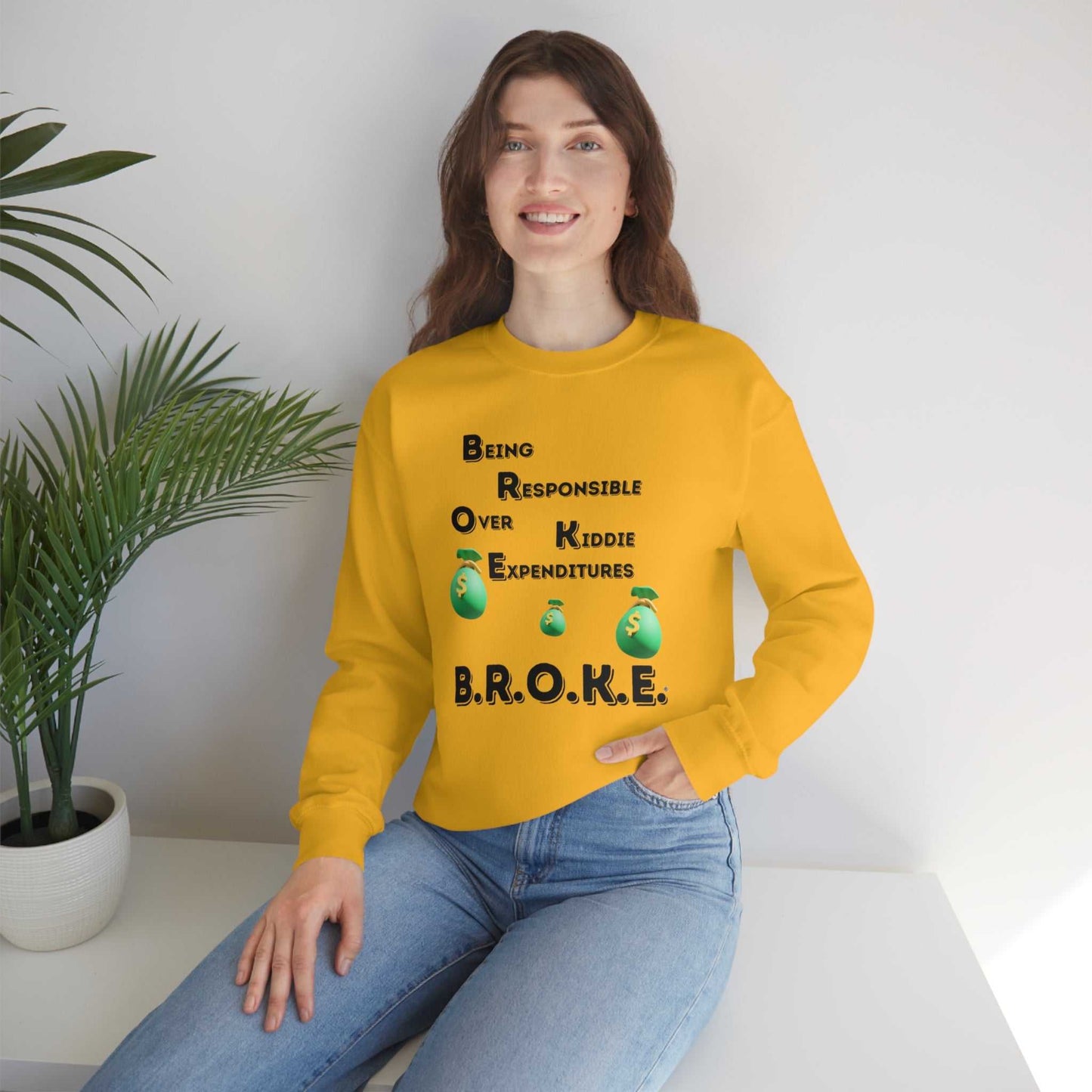 B.R.O.K.E. Unisex Heavy Blend™ Crewneck Sweatshirt Hoodies and Sweatshirts Sweatshirt Good Vibes Daily Lab 38