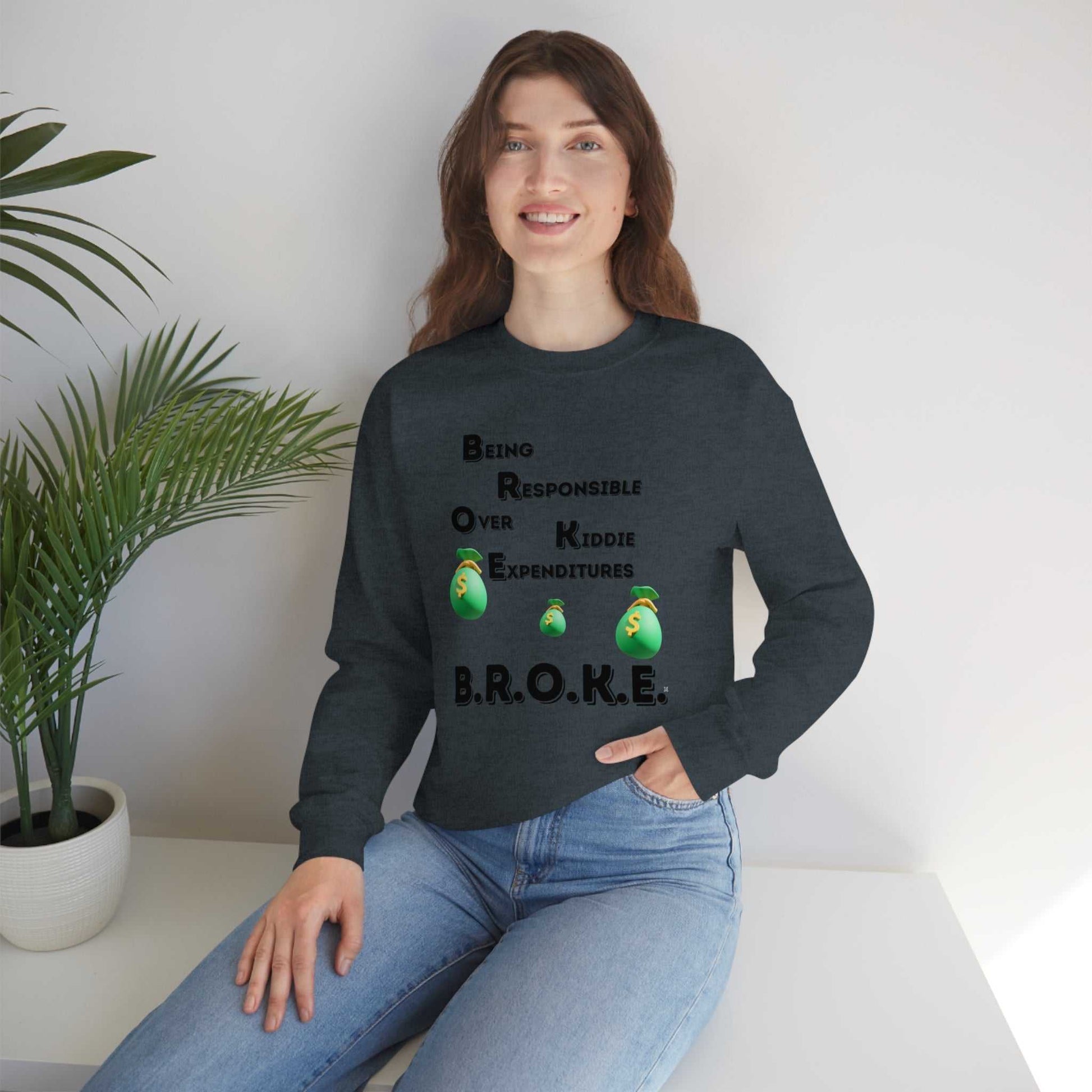 B.R.O.K.E. Unisex Heavy Blend™ Crewneck Sweatshirt Hoodies and Sweatshirts Sweatshirt Good Vibes Daily Lab 38