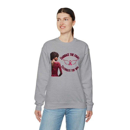 Embrace the Fight Unisex Heavy Blend™ Crewneck Sweatshirt Breast Cancer Awareness Sweatshirt Good Vibes Daily Lab 49