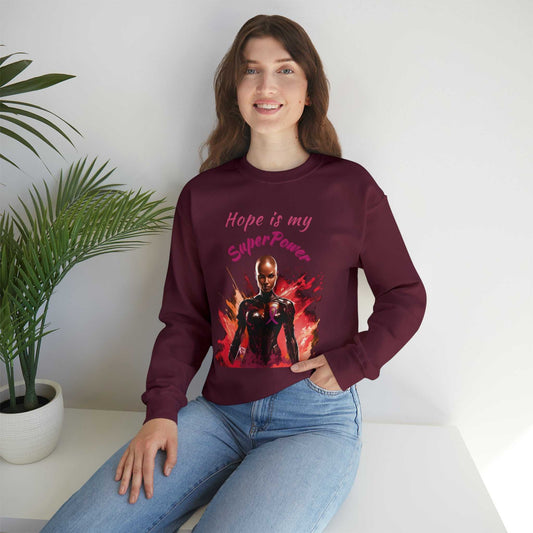 Hope is My SuperPower Unisex Heavy Blend™ Crewneck Sweatshirt Breast Cancer Awareness Sweatshirt Good Vibes Daily Lab 49