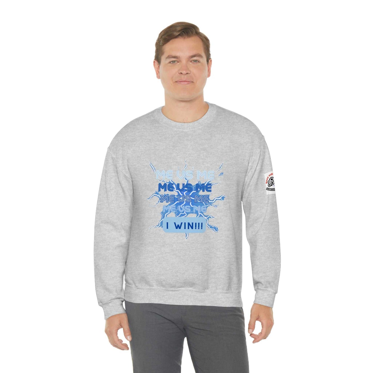 Me Vs Me Blue Unisex Heavy Blend™ Crewneck Sweatshirt Hoodies and Sweatshirts Sweatshirt Good Vibes Daily Lab 38