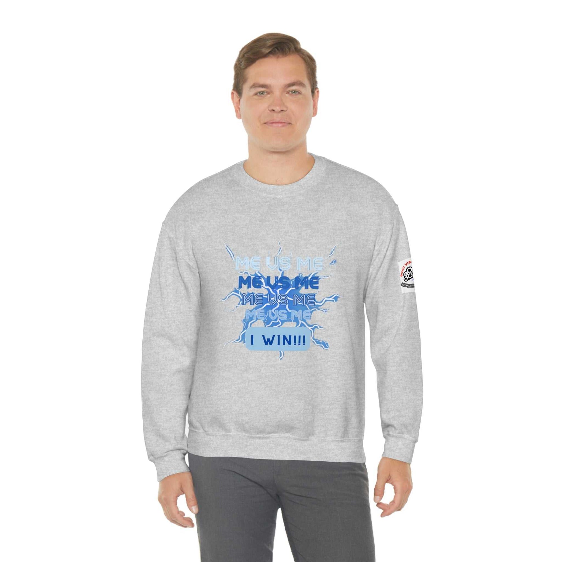 Me Vs Me Blue Unisex Heavy Blend™ Crewneck Sweatshirt Hoodies and Sweatshirts Sweatshirt Good Vibes Daily Lab 38