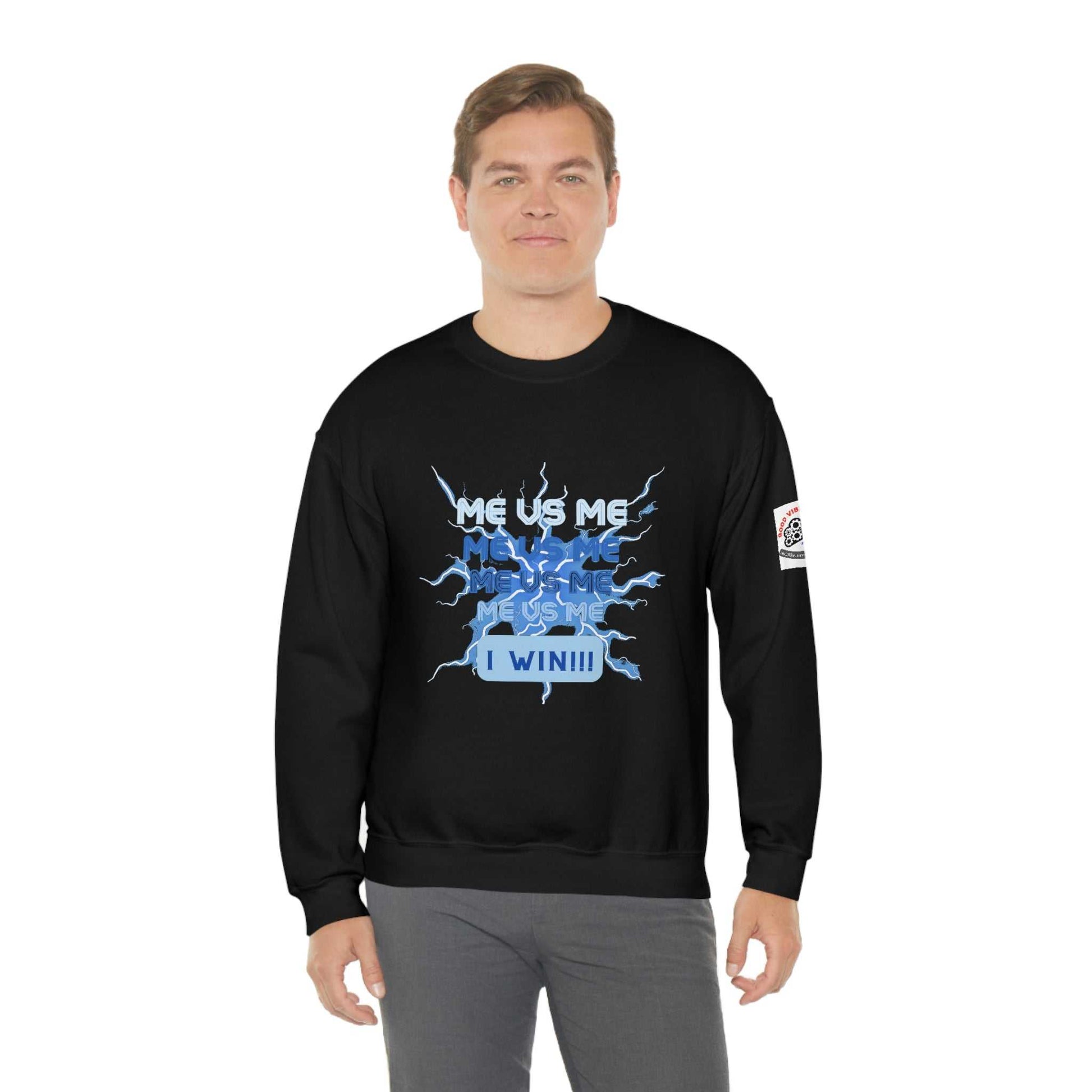 Me Vs Me Blue Unisex Heavy Blend™ Crewneck Sweatshirt Hoodies and Sweatshirts Sweatshirt Good Vibes Daily Lab 38