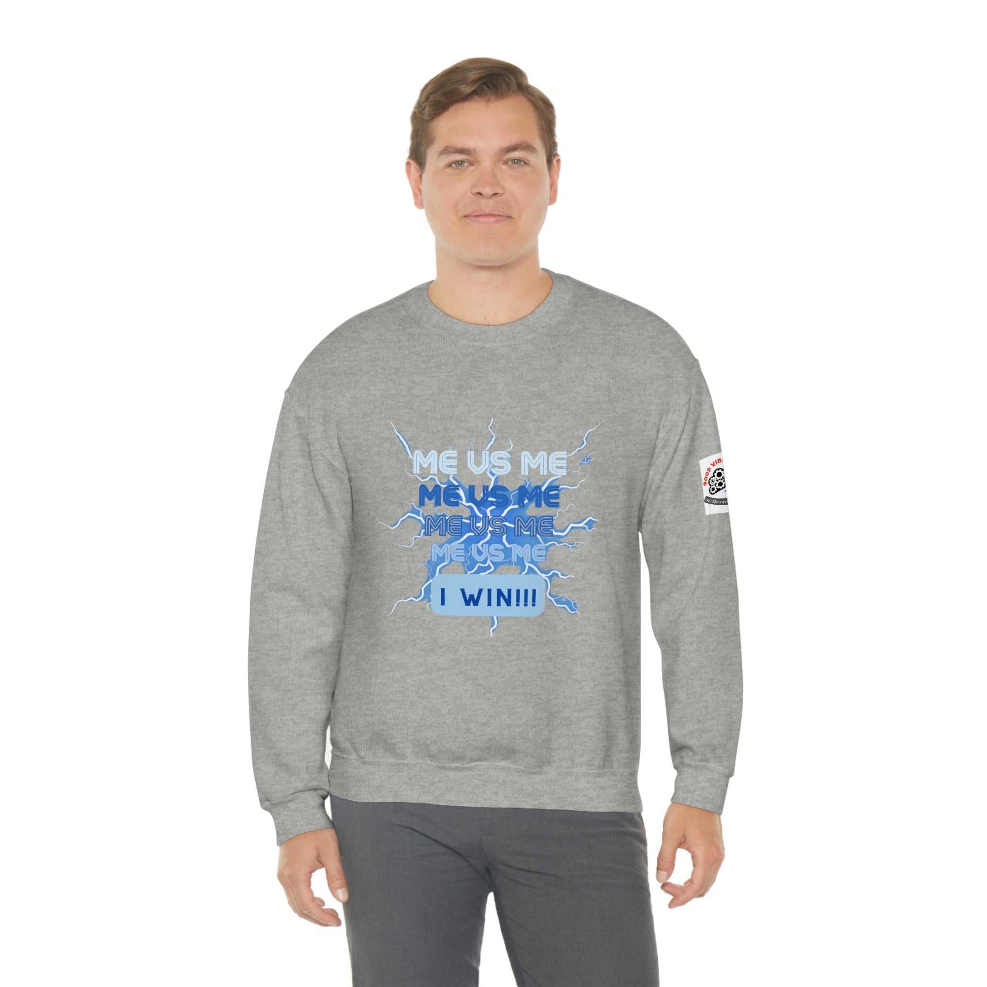 Me Vs Me Blue Unisex Heavy Blend™ Crewneck Sweatshirt Hoodies and Sweatshirts Sweatshirt Good Vibes Daily Lab 38