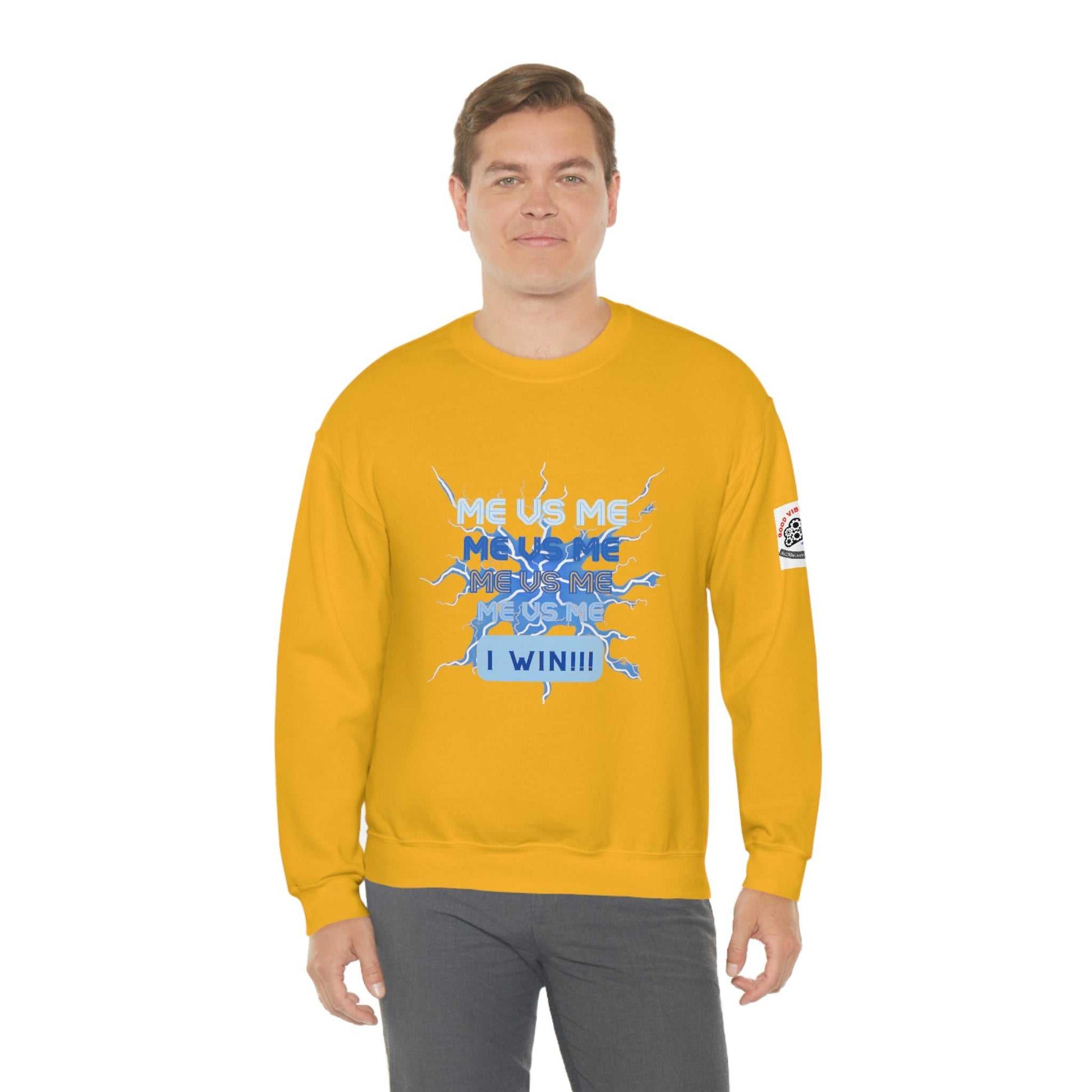 Me Vs Me Blue Unisex Heavy Blend™ Crewneck Sweatshirt Hoodies and Sweatshirts Sweatshirt Good Vibes Daily Lab 38