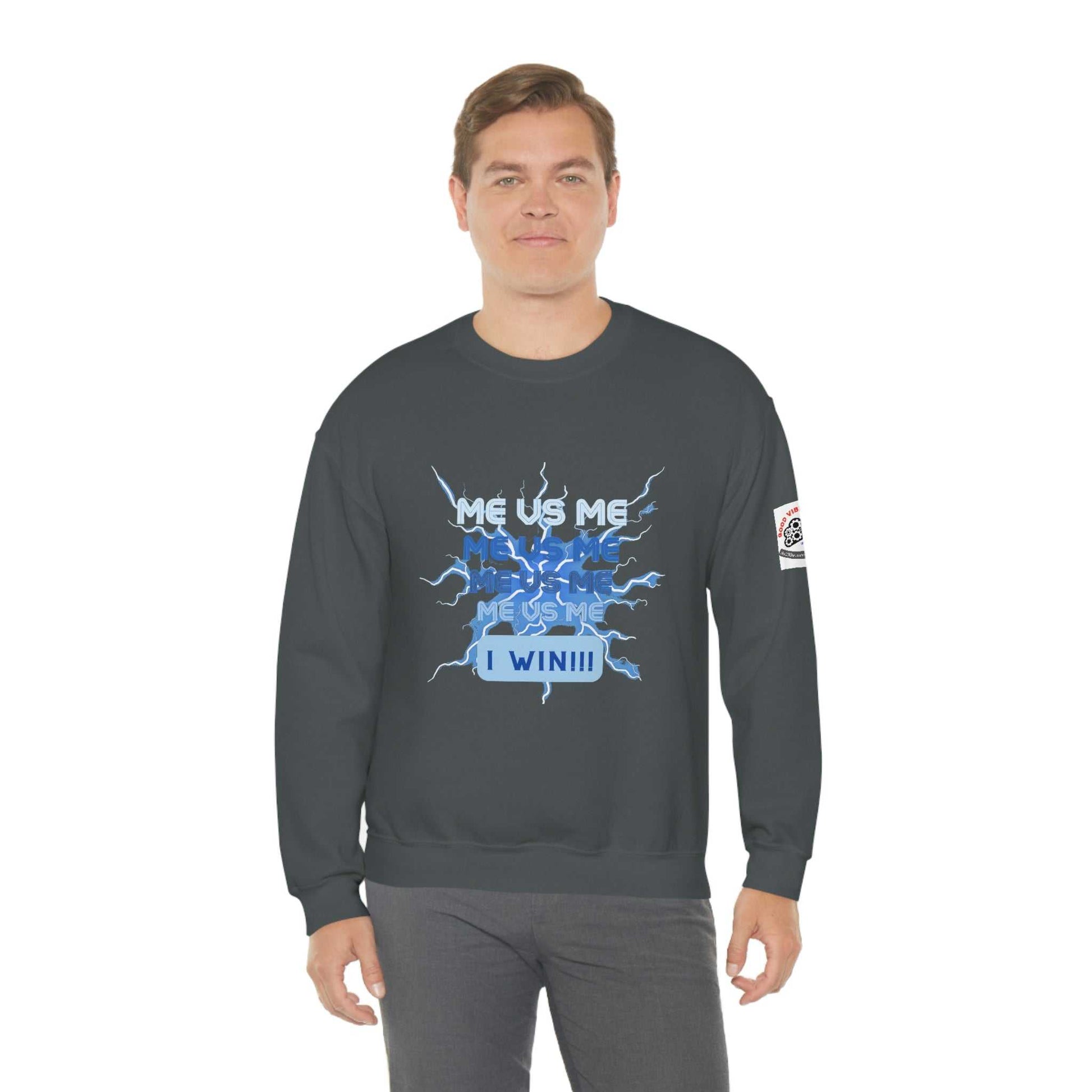 Me Vs Me Blue Unisex Heavy Blend™ Crewneck Sweatshirt Hoodies and Sweatshirts Sweatshirt Good Vibes Daily Lab 38