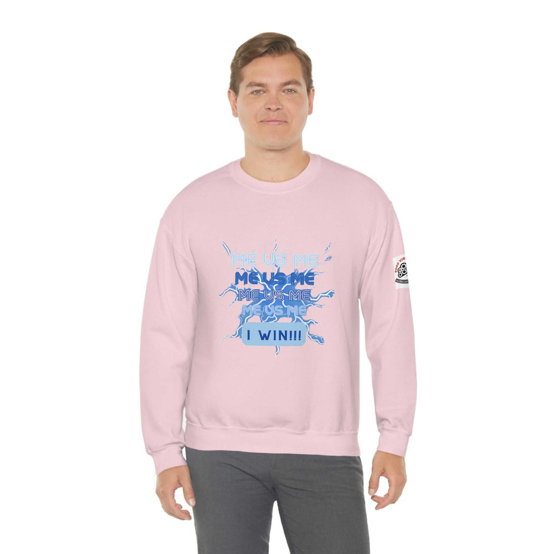 Me Vs Me Blue Unisex Heavy Blend™ Crewneck Sweatshirt Hoodies and Sweatshirts Sweatshirt Good Vibes Daily Lab 38