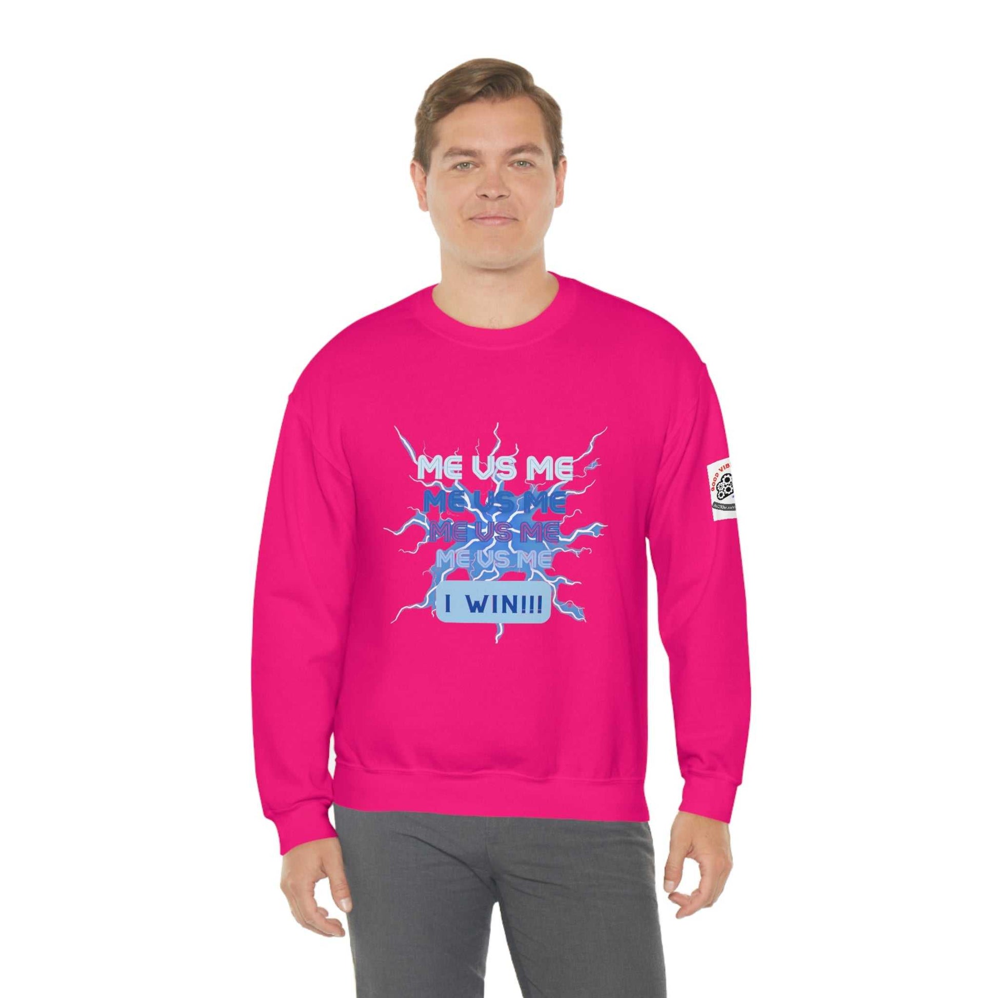 Me Vs Me Blue Unisex Heavy Blend™ Crewneck Sweatshirt Hoodies and Sweatshirts Sweatshirt Good Vibes Daily Lab 38