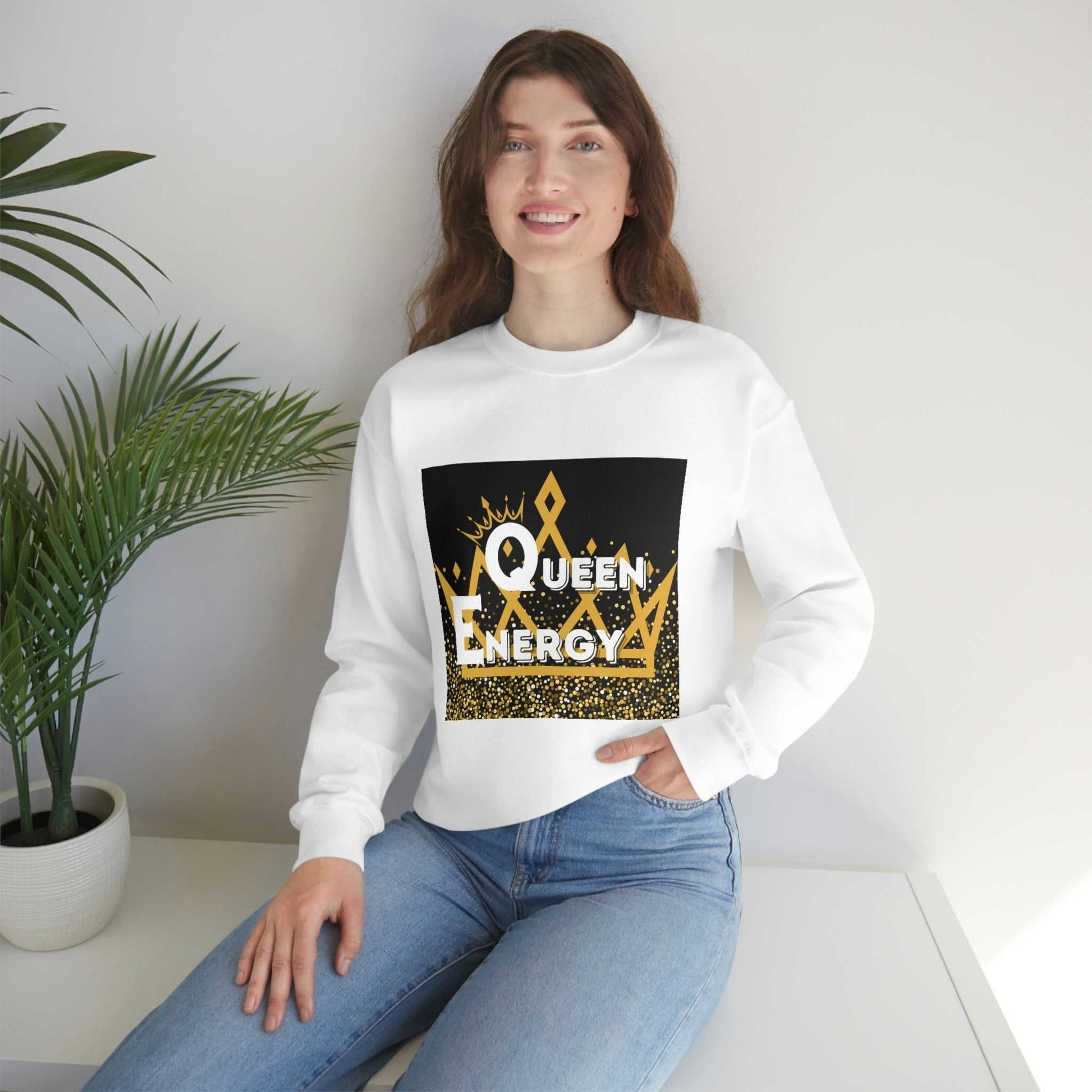 Queen Energy Unisex Heavy Blend™ Crewneck Sweatshirt Hoodies and Sweatshirts Sweatshirt Good Vibes Daily Lab 38
