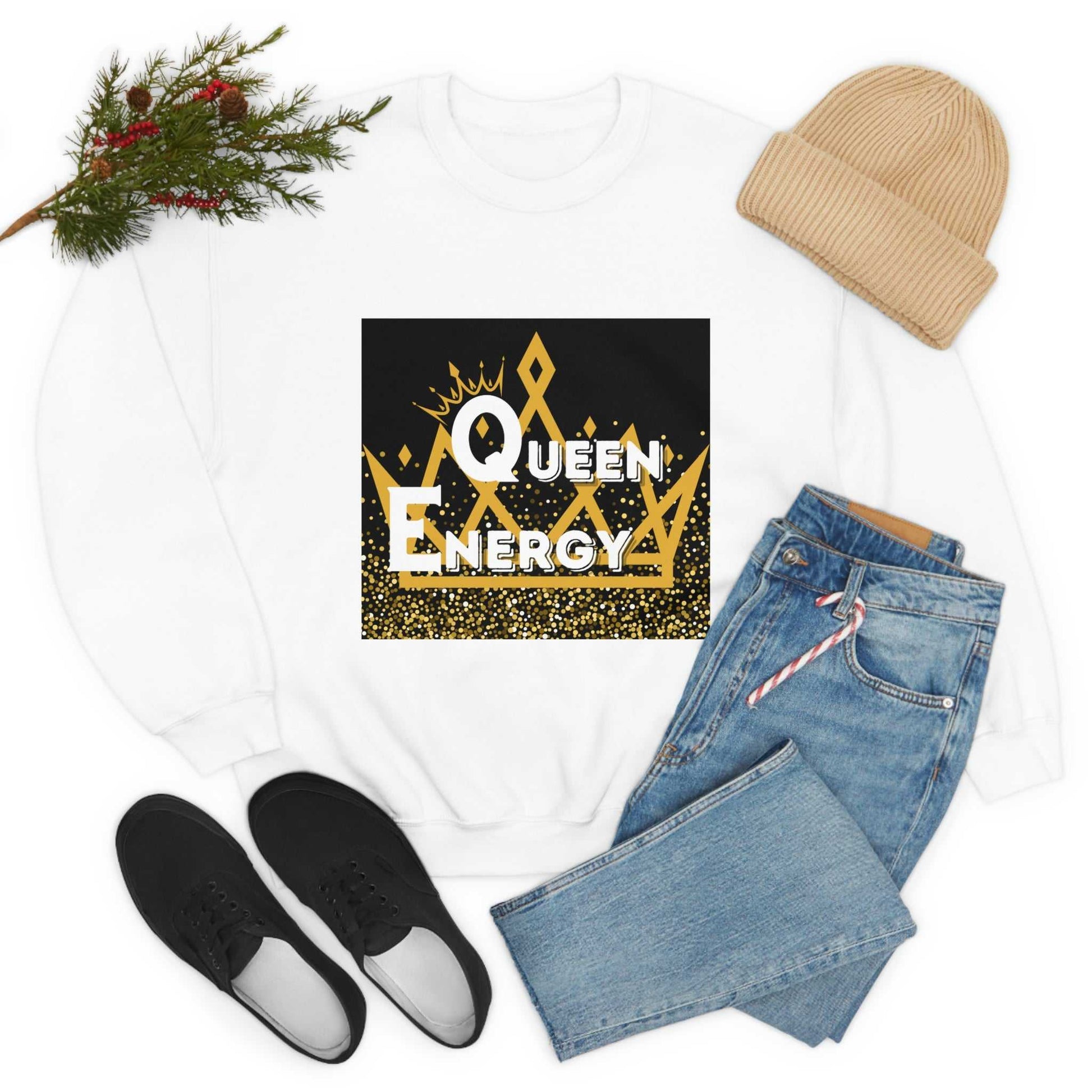 Queen Energy Unisex Heavy Blend™ Crewneck Sweatshirt Hoodies and Sweatshirts Sweatshirt Good Vibes Daily Lab 38