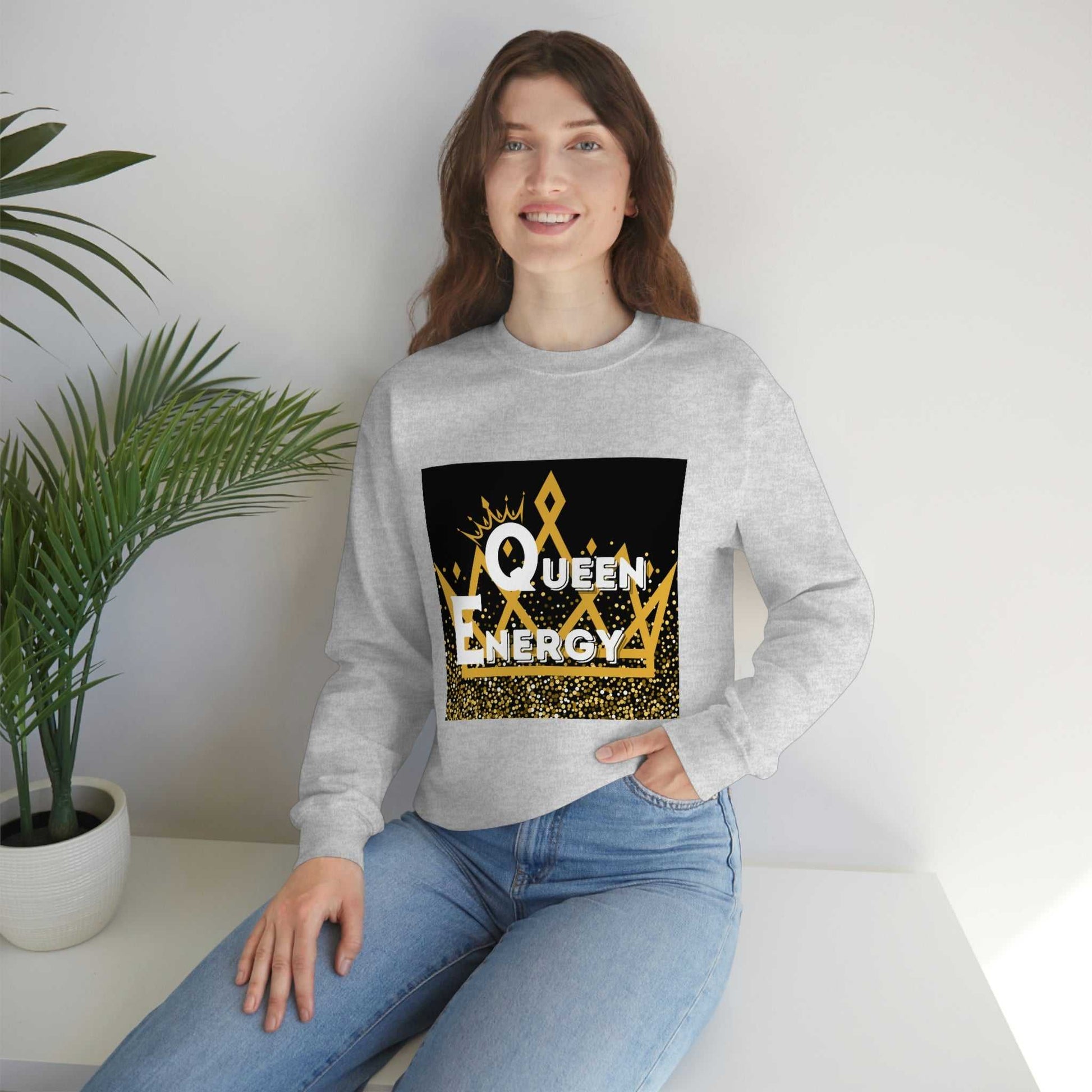 Queen Energy Unisex Heavy Blend™ Crewneck Sweatshirt Hoodies and Sweatshirts Sweatshirt Good Vibes Daily Lab 38