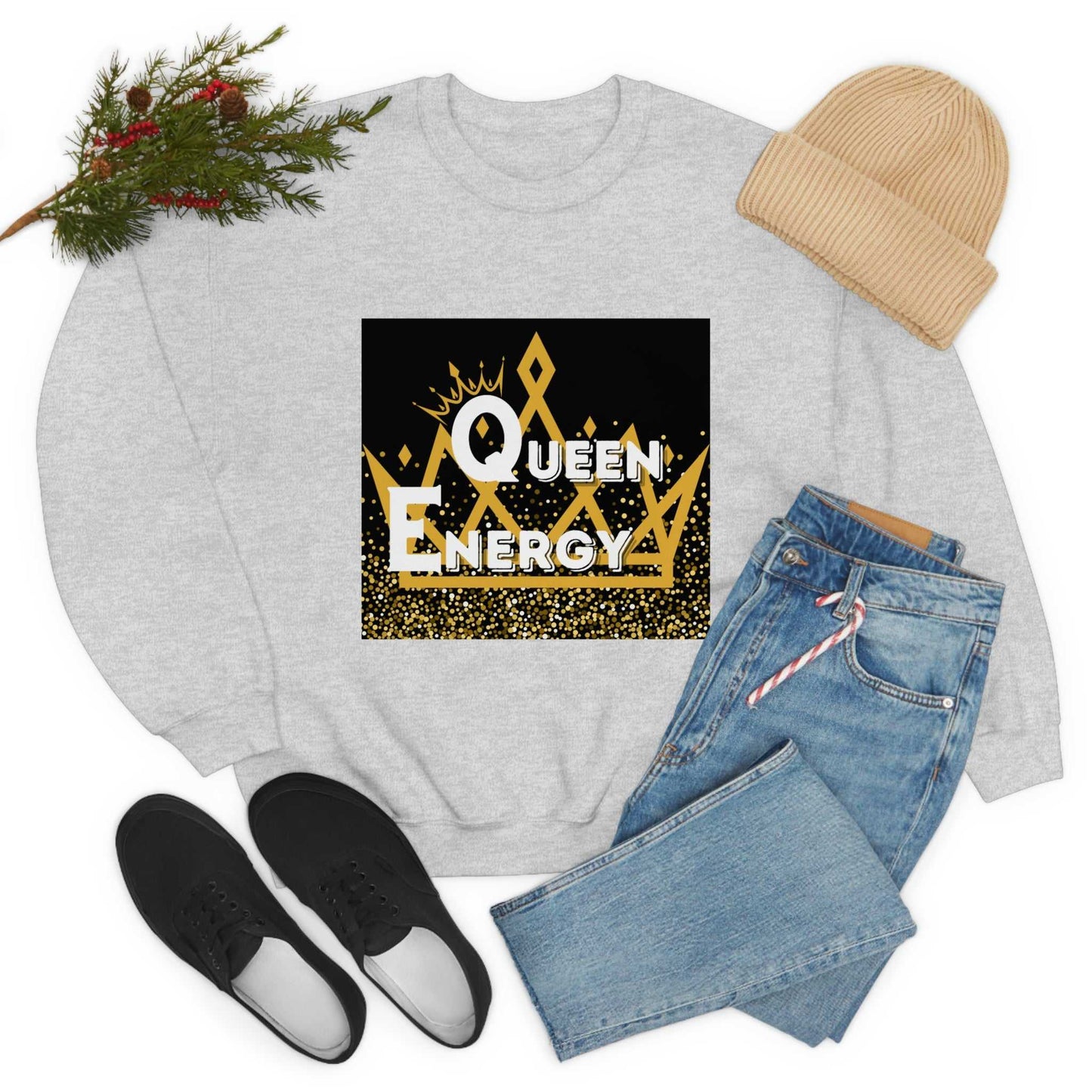 Queen Energy Unisex Heavy Blend™ Crewneck Sweatshirt Hoodies and Sweatshirts Sweatshirt Good Vibes Daily Lab 38