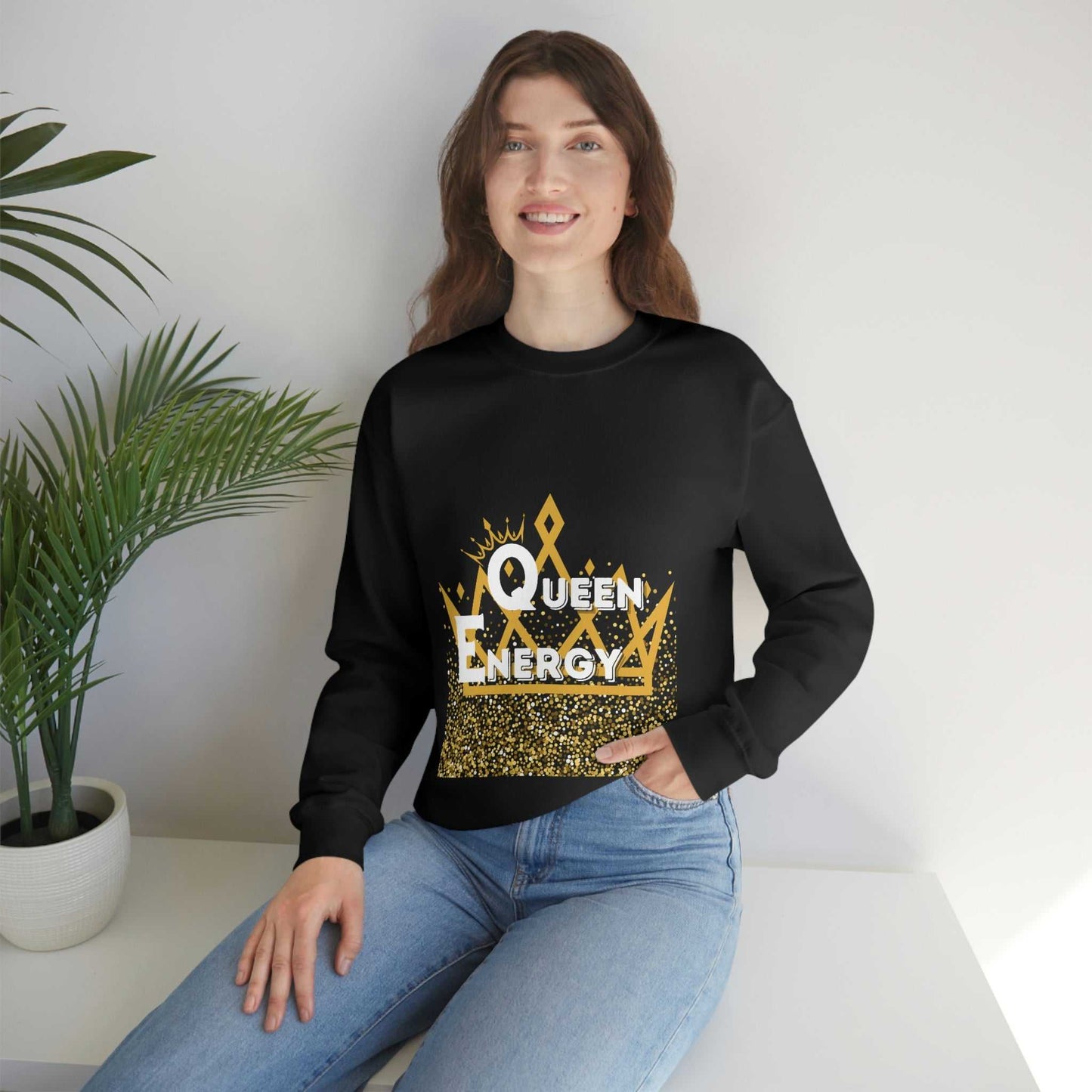 Queen Energy Unisex Heavy Blend™ Crewneck Sweatshirt Hoodies and Sweatshirts Sweatshirt Good Vibes Daily Lab 38