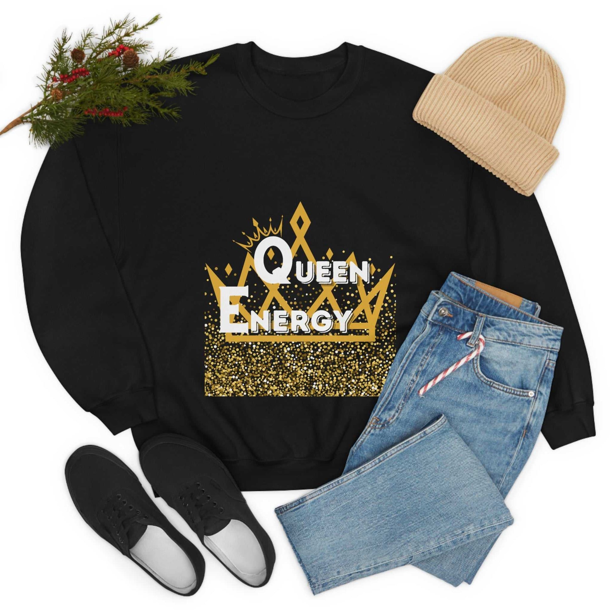 Queen Energy Unisex Heavy Blend™ Crewneck Sweatshirt Hoodies and Sweatshirts Sweatshirt Good Vibes Daily Lab 38