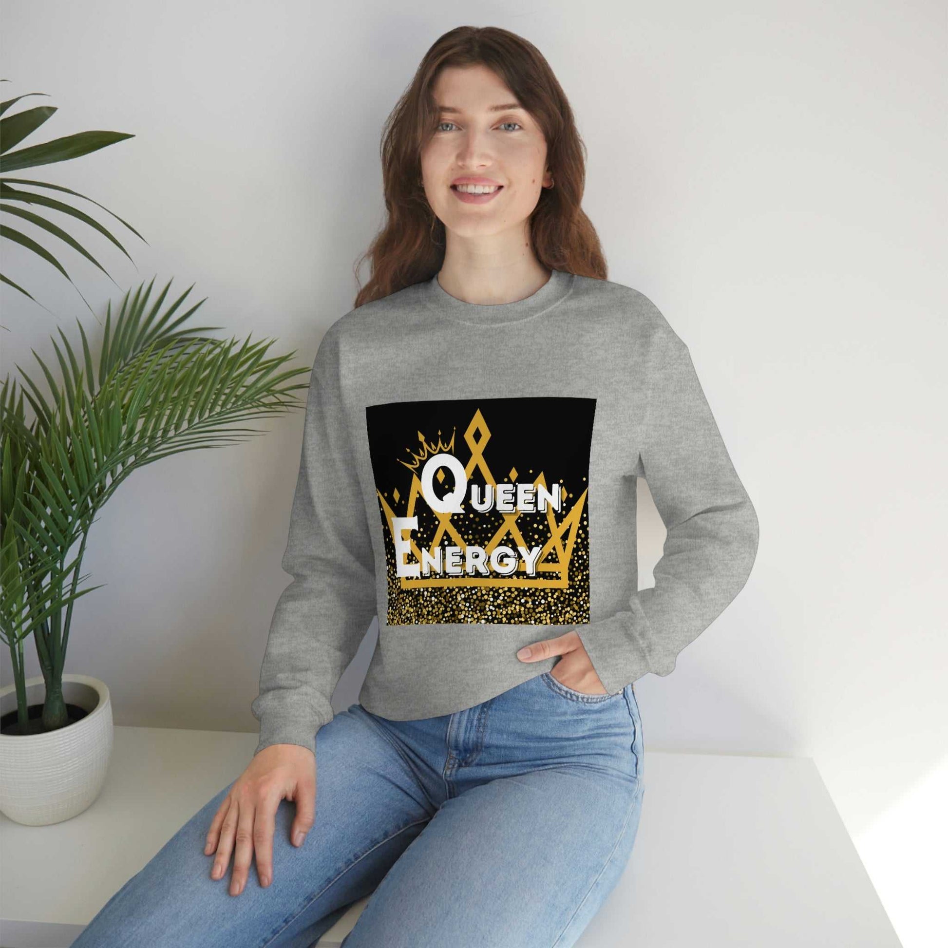 Queen Energy Unisex Heavy Blend™ Crewneck Sweatshirt Hoodies and Sweatshirts Sweatshirt Good Vibes Daily Lab 38