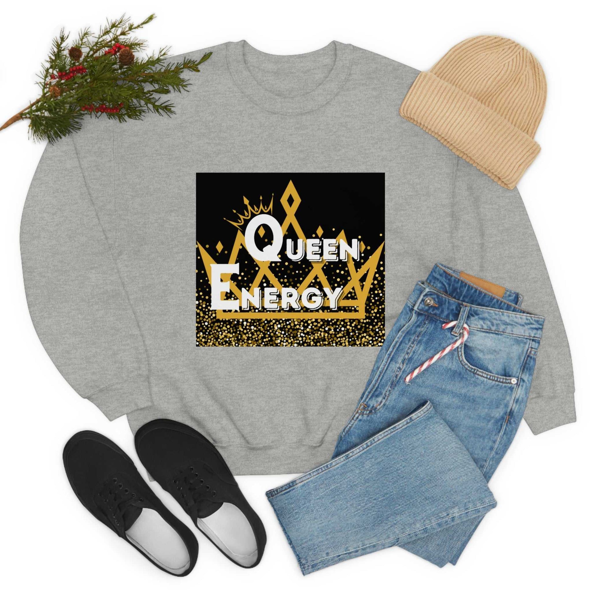 Queen Energy Unisex Heavy Blend™ Crewneck Sweatshirt Hoodies and Sweatshirts Sweatshirt Good Vibes Daily Lab 38