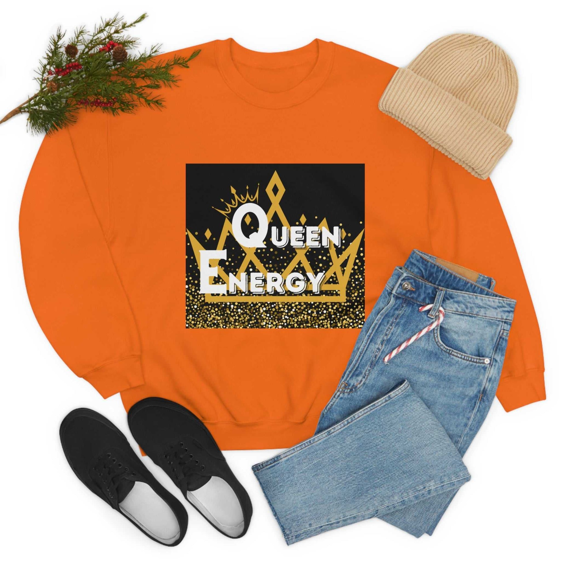 Queen Energy Unisex Heavy Blend™ Crewneck Sweatshirt Hoodies and Sweatshirts Sweatshirt Good Vibes Daily Lab 38