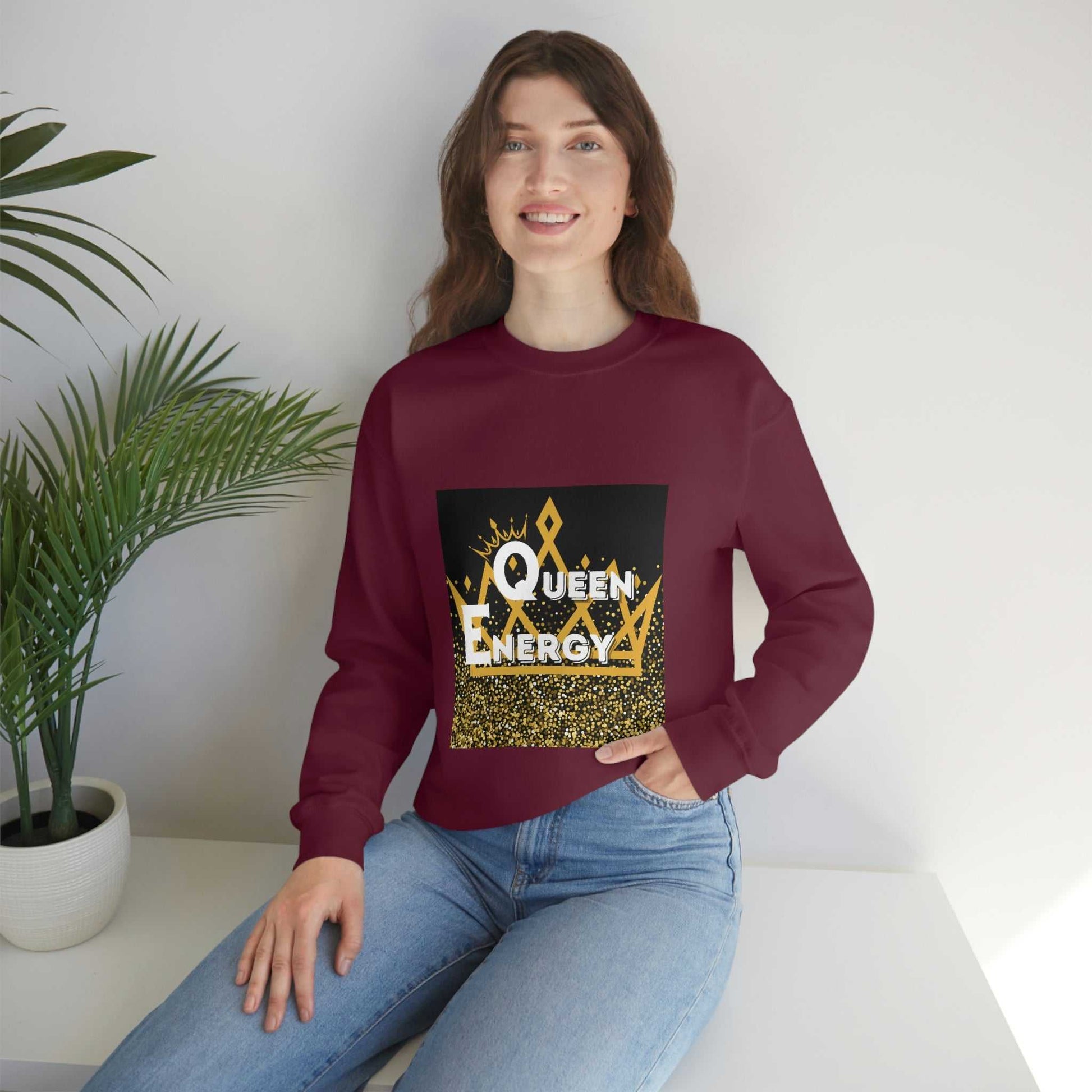 Queen Energy Unisex Heavy Blend™ Crewneck Sweatshirt Hoodies and Sweatshirts Sweatshirt Good Vibes Daily Lab 38