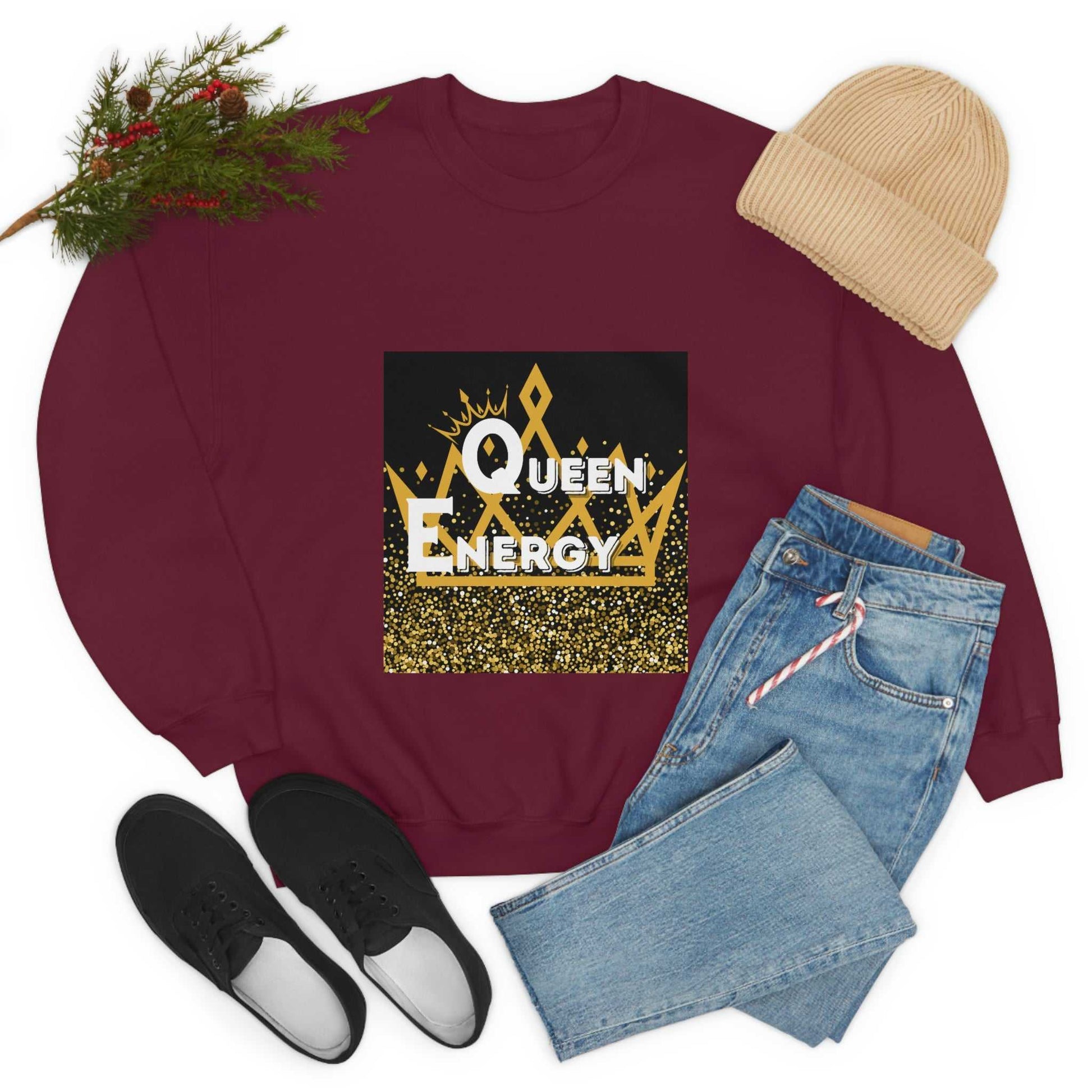 Queen Energy Unisex Heavy Blend™ Crewneck Sweatshirt Hoodies and Sweatshirts Sweatshirt Good Vibes Daily Lab 38