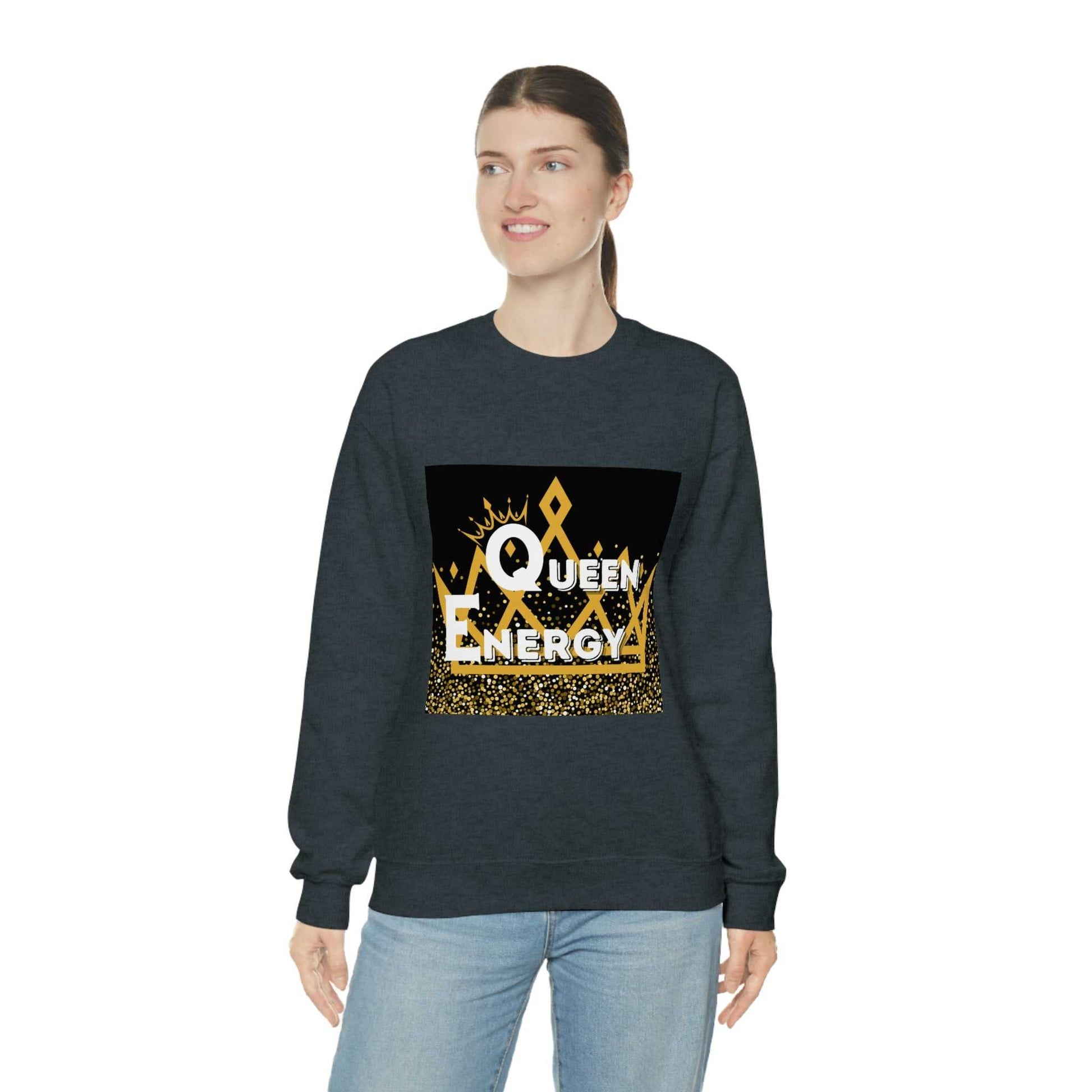 Queen Energy Unisex Heavy Blend™ Crewneck Sweatshirt Hoodies and Sweatshirts Sweatshirt Good Vibes Daily Lab 38