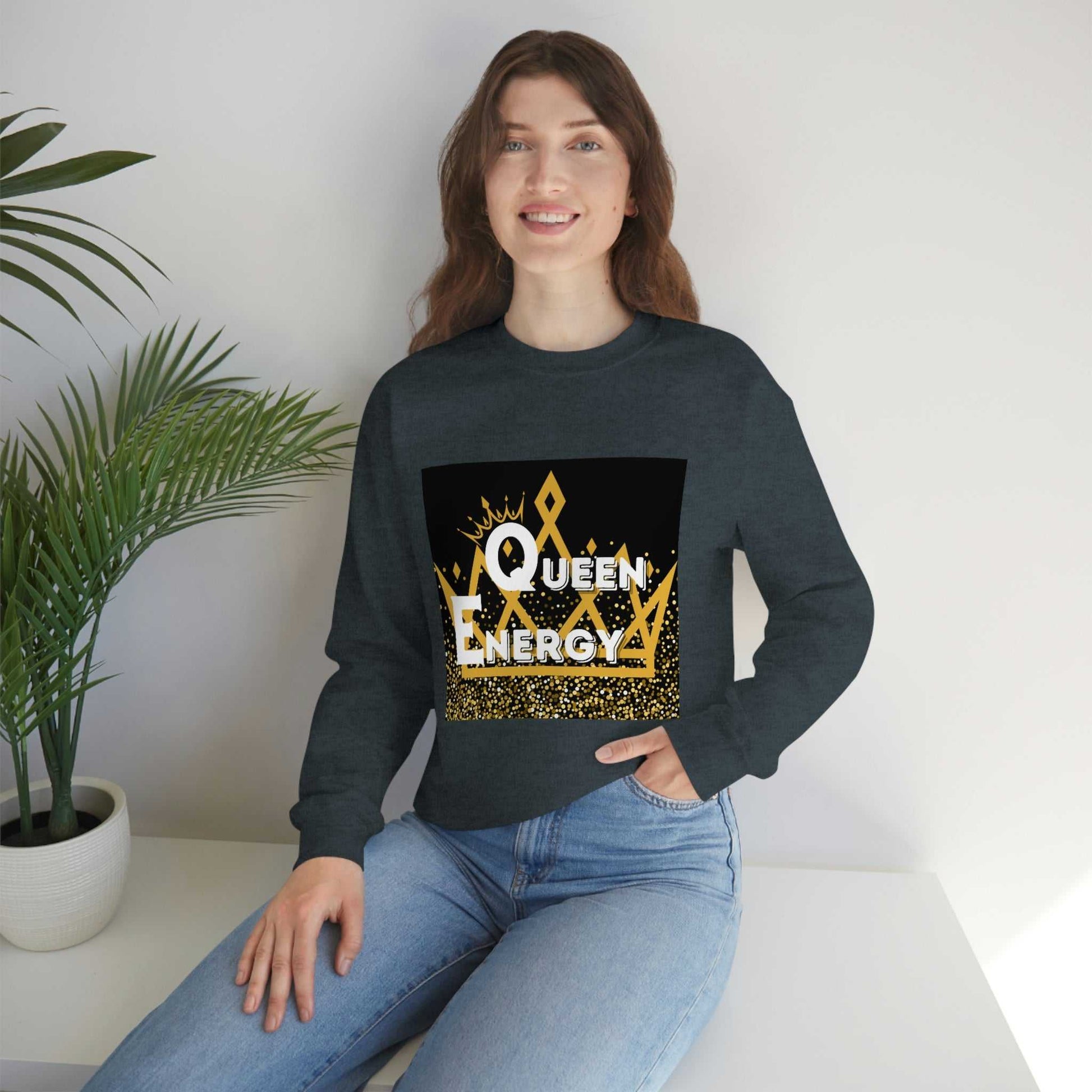 Queen Energy Unisex Heavy Blend™ Crewneck Sweatshirt Hoodies and Sweatshirts Sweatshirt Good Vibes Daily Lab 38