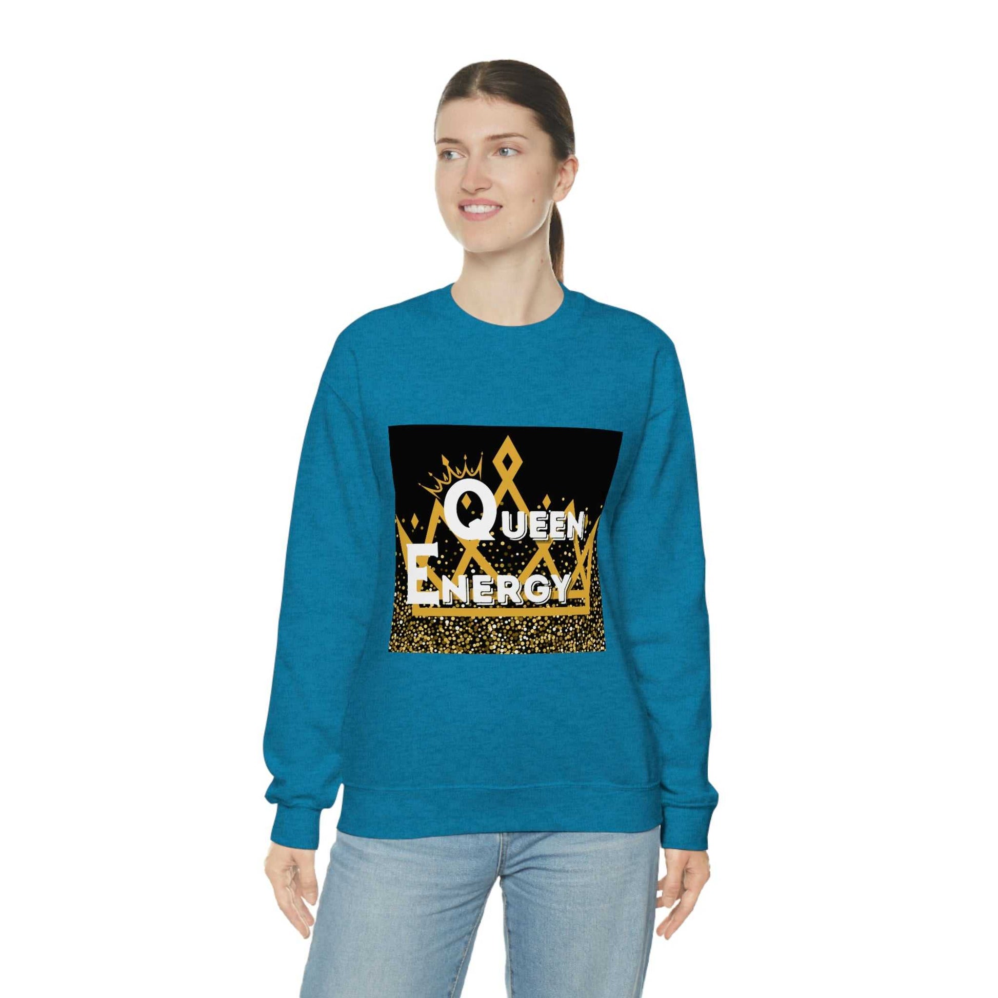 Queen Energy Unisex Heavy Blend™ Crewneck Sweatshirt Hoodies and Sweatshirts Sweatshirt Good Vibes Daily Lab 38