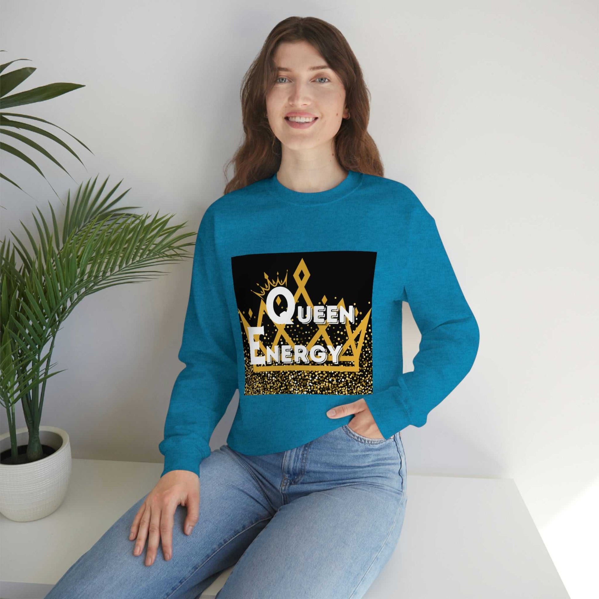 Queen Energy Unisex Heavy Blend™ Crewneck Sweatshirt Hoodies and Sweatshirts Sweatshirt Good Vibes Daily Lab 38