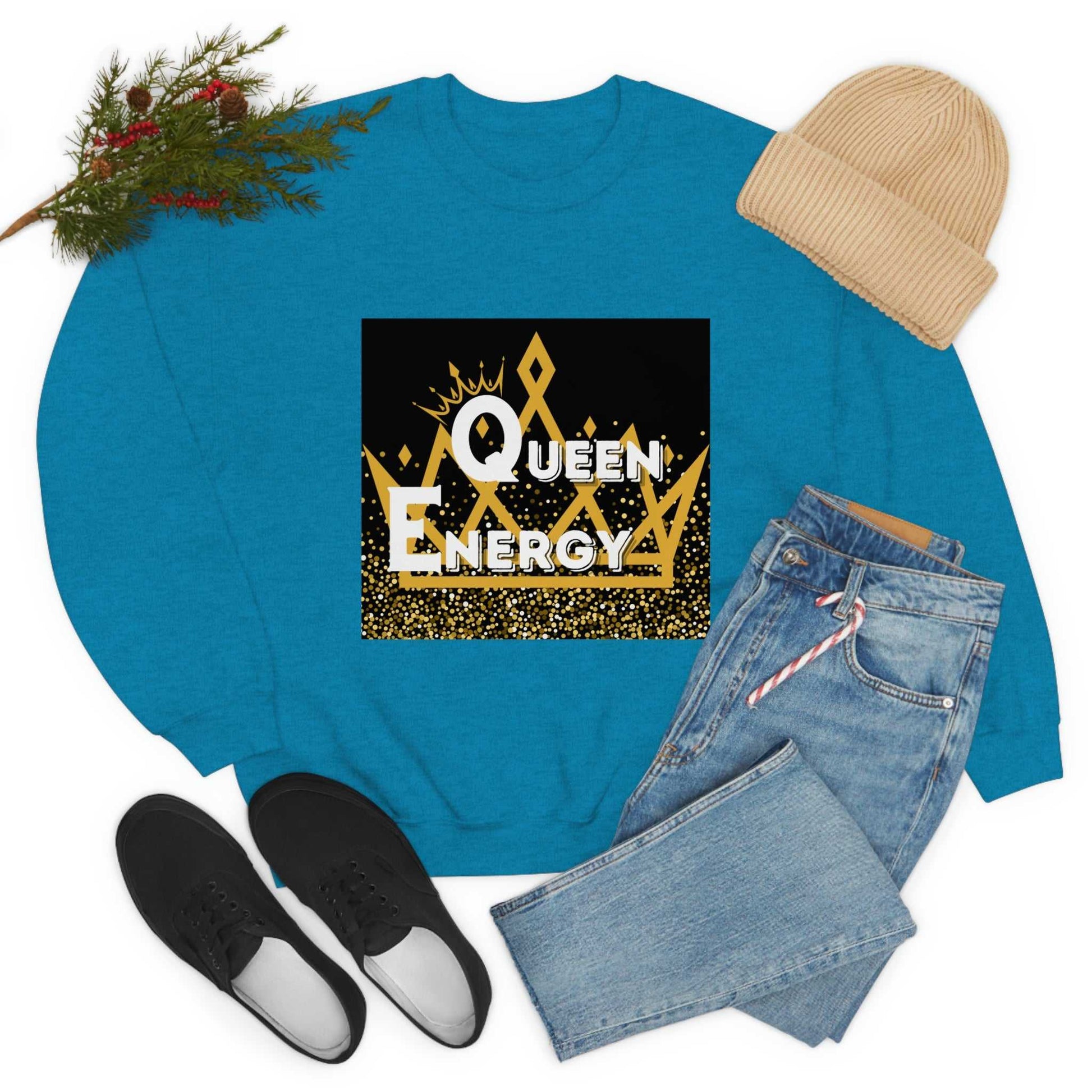 Queen Energy Unisex Heavy Blend™ Crewneck Sweatshirt Hoodies and Sweatshirts Sweatshirt Good Vibes Daily Lab 38