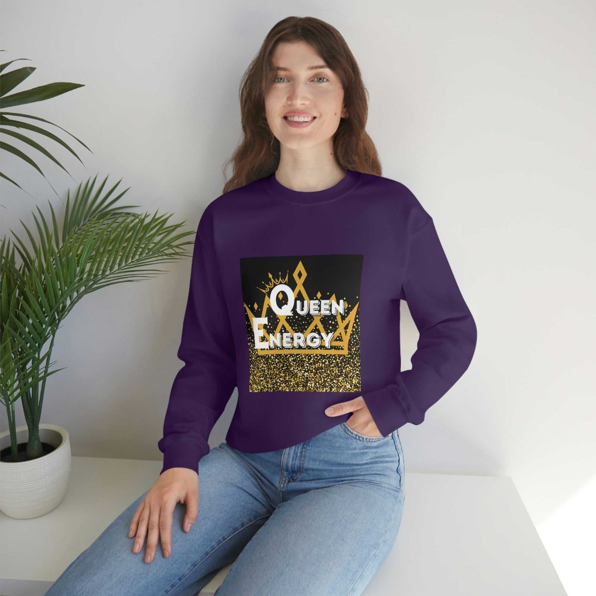 Queen Energy Unisex Heavy Blend™ Crewneck Sweatshirt Hoodies and Sweatshirts Sweatshirt Good Vibes Daily Lab 38