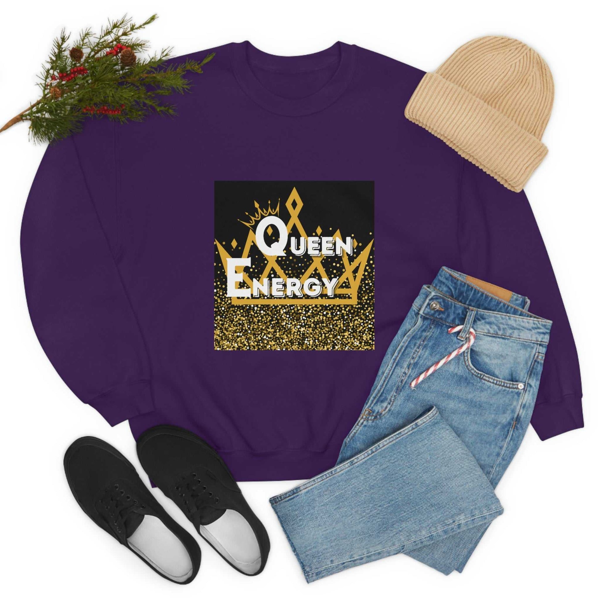 Queen Energy Unisex Heavy Blend™ Crewneck Sweatshirt Hoodies and Sweatshirts Sweatshirt Good Vibes Daily Lab 38