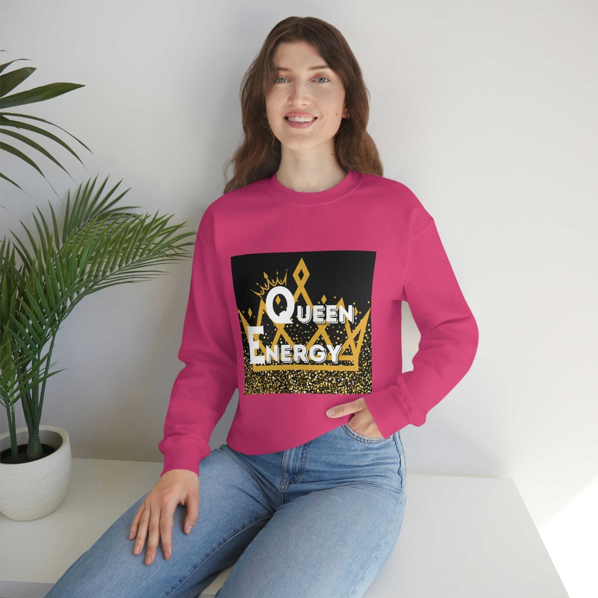 Queen Energy Unisex Heavy Blend™ Crewneck Sweatshirt Hoodies and Sweatshirts Sweatshirt Good Vibes Daily Lab 38